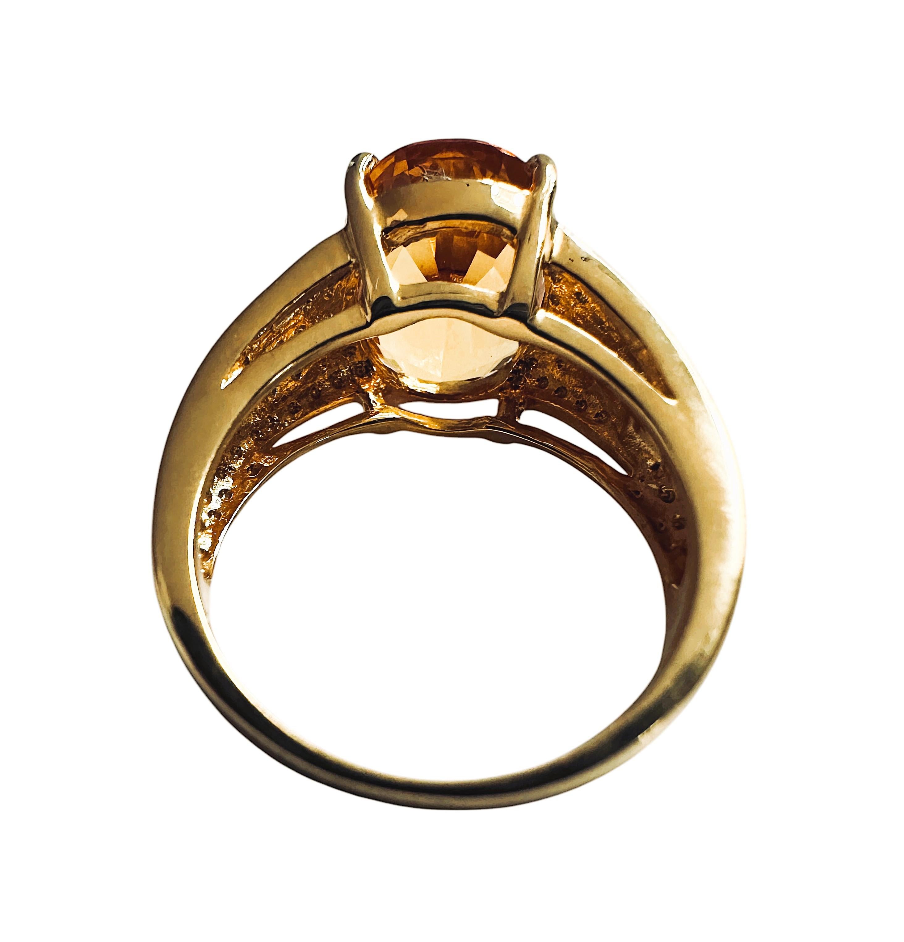 Art déco New 5.70 Carat Fancy cut Golden Honey Citrine Y Gold PL Sterling Ring en vente