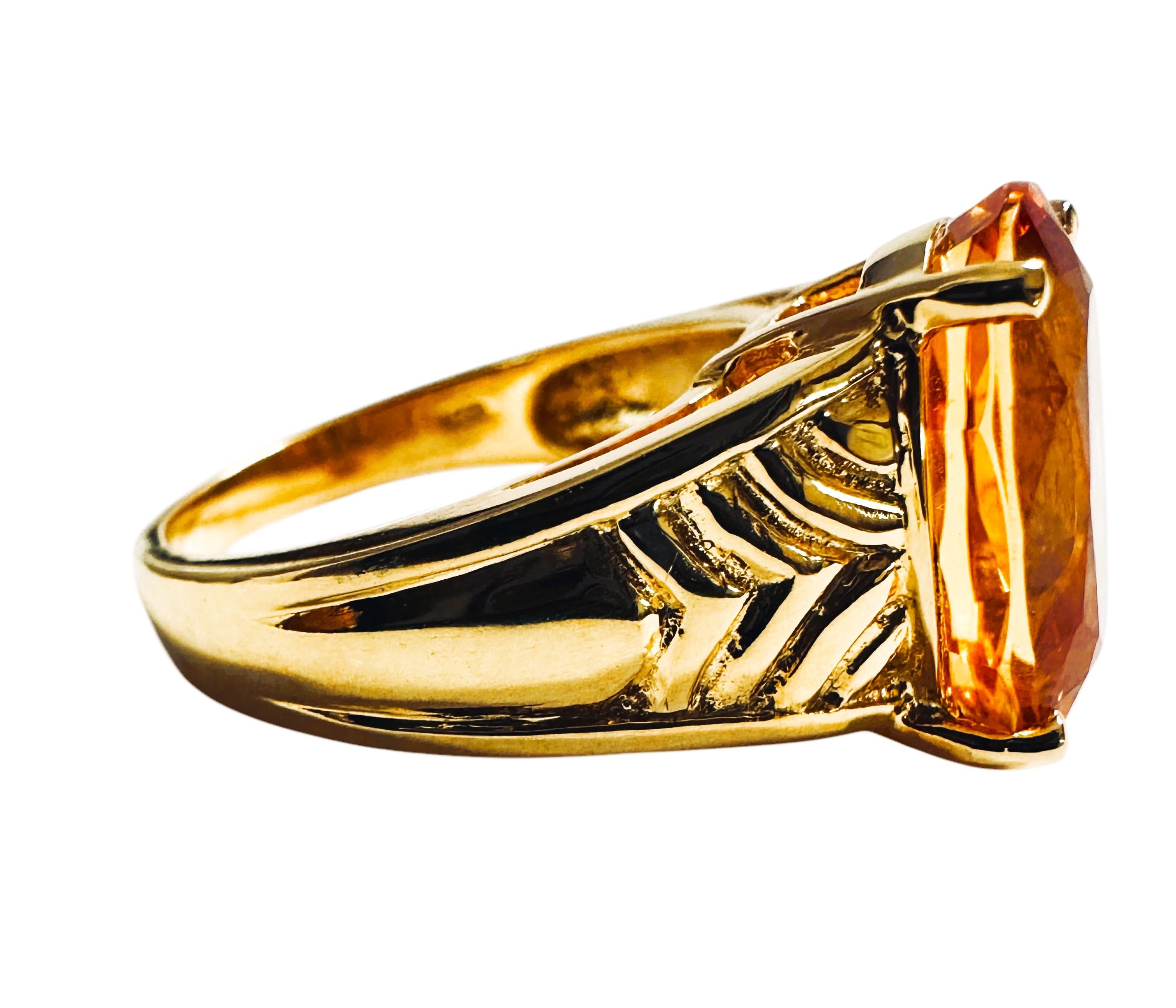 Taille navette New 5.70 Carat Fancy cut Golden Honey Citrine Y Gold PL Sterling Ring en vente