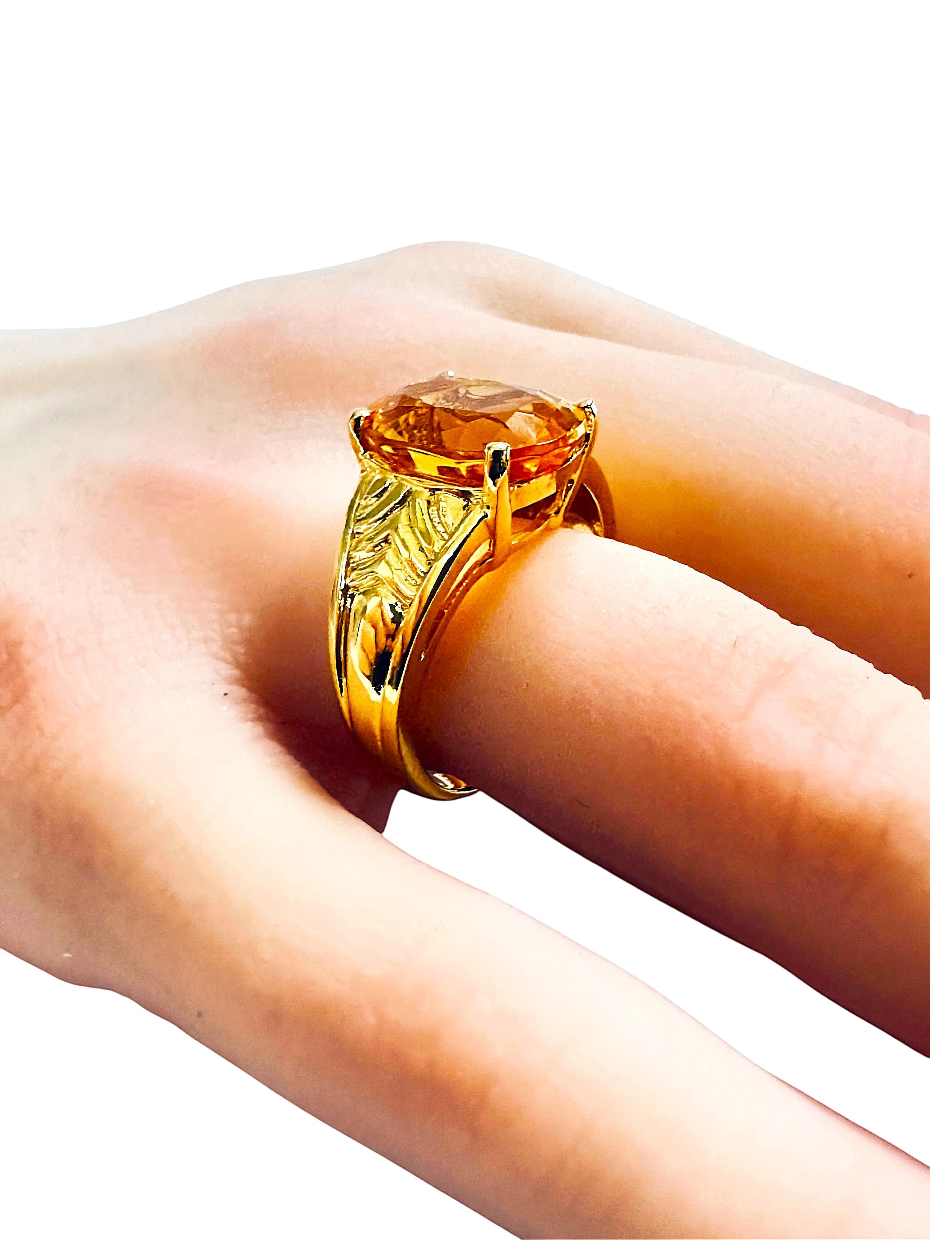 New 5.70 Carat Fancy cut Golden Honey Citrine Y Gold PL Sterling Ring Neuf - En vente à Eagan, MN