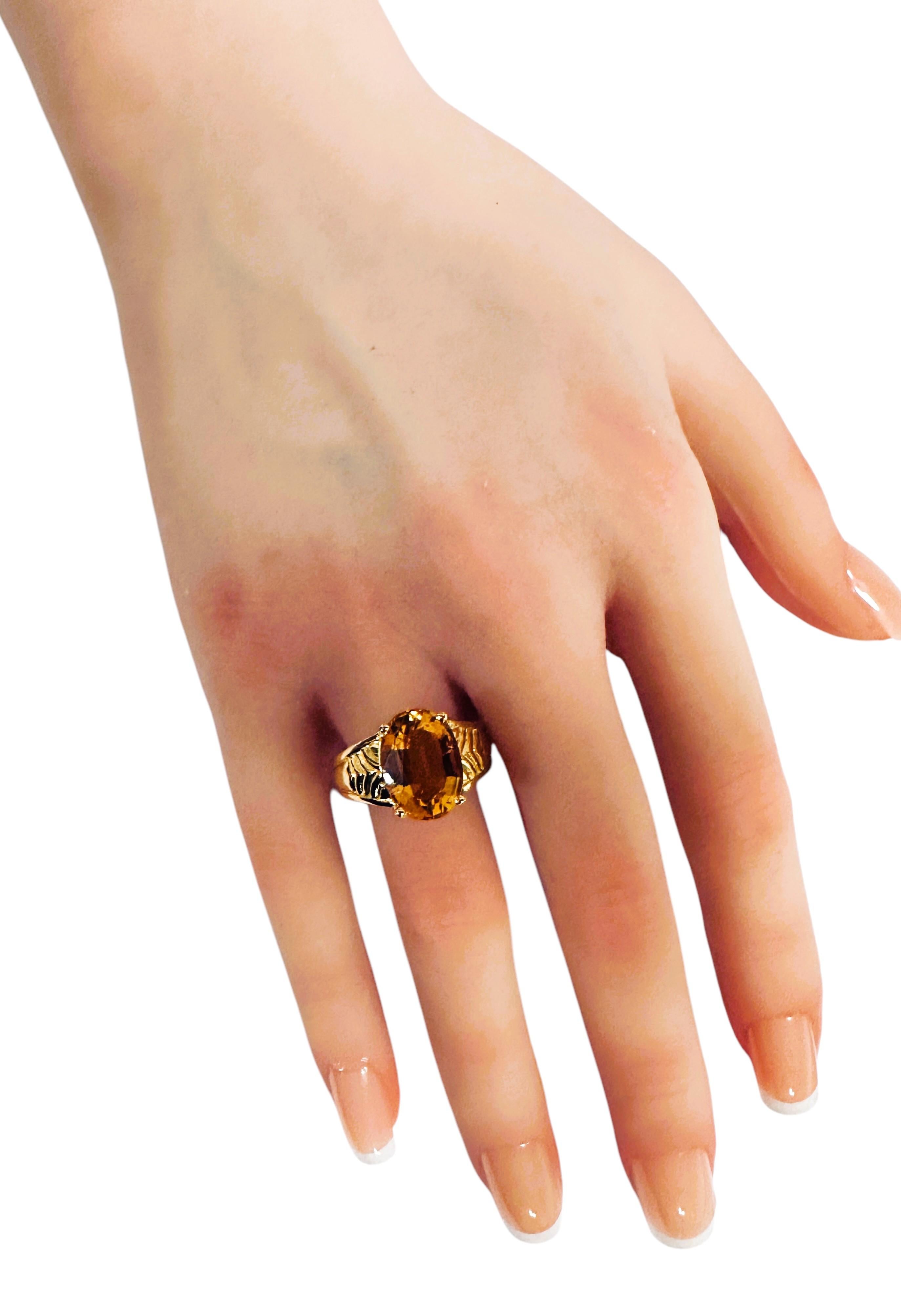 New 5.70 Carat Fancy cut Golden Honey Citrine Y Gold PL Sterling Ring Pour femmes en vente