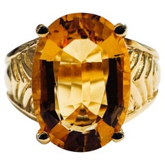 Nuevo Anillo de oro PL de 5,70 quilates de citrino de miel dorado de corte fantasía y plata de ley
