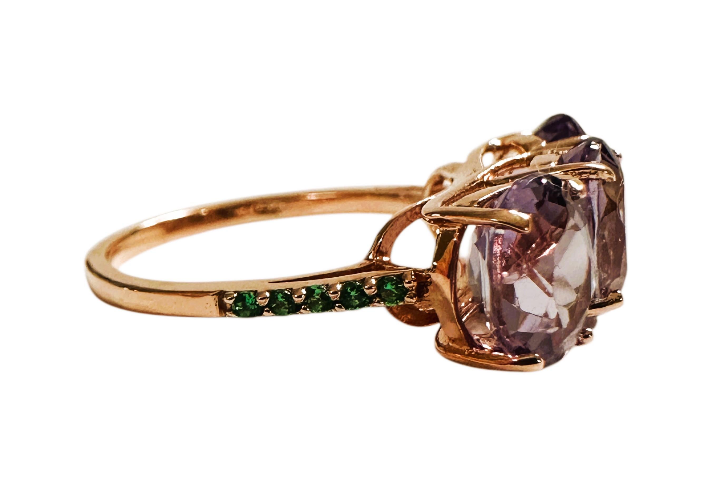 New 5.75 Carat Alexandrite & Diamond Cut Tsavorite R Gold PL Sterling Ring en Nuevo estado para la venta en Eagan, MN