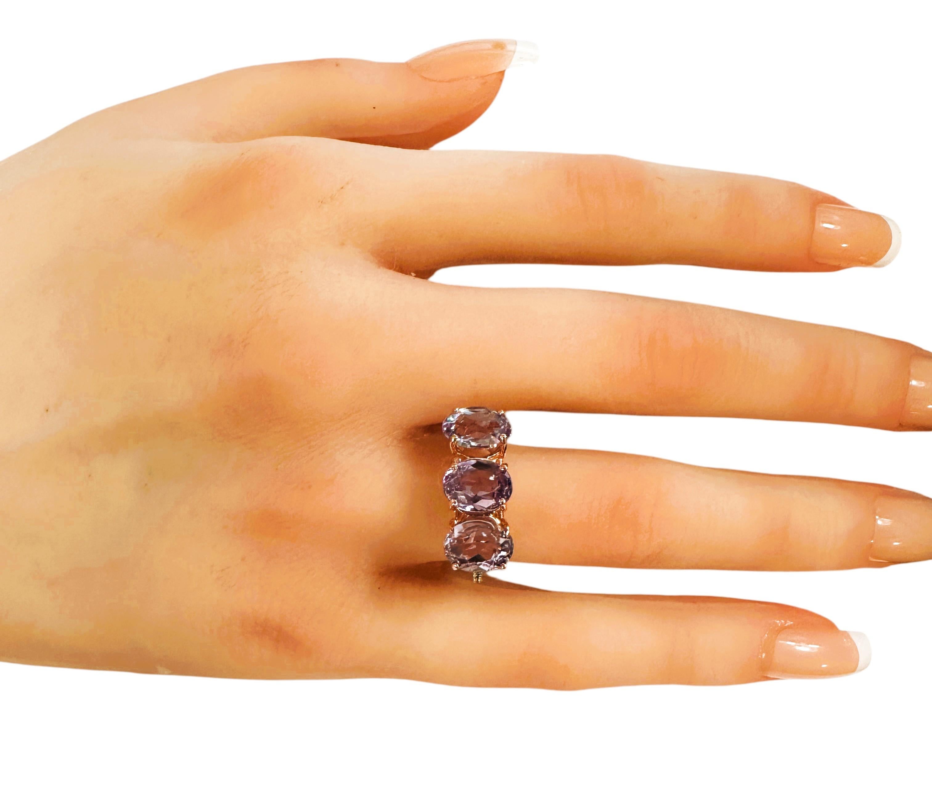 New 5.75 Carat Alexandrite & Diamond Cut Tsavorite R Gold PL Sterling Ring en venta 3