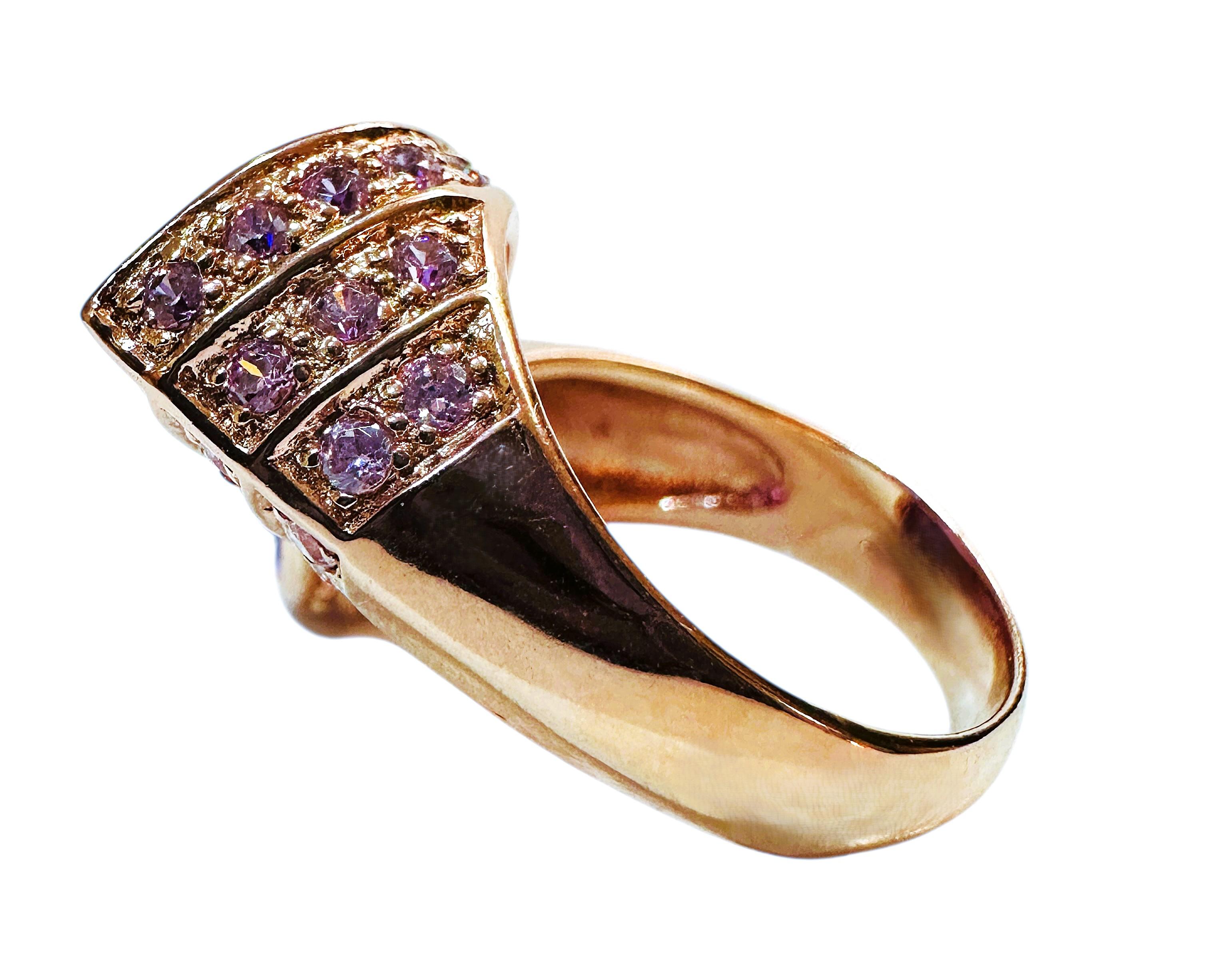 Art Deco New 5.9 Carat Two Stone Amethyst & Diamond Cut Sapphire R Gold P Sterling Ring