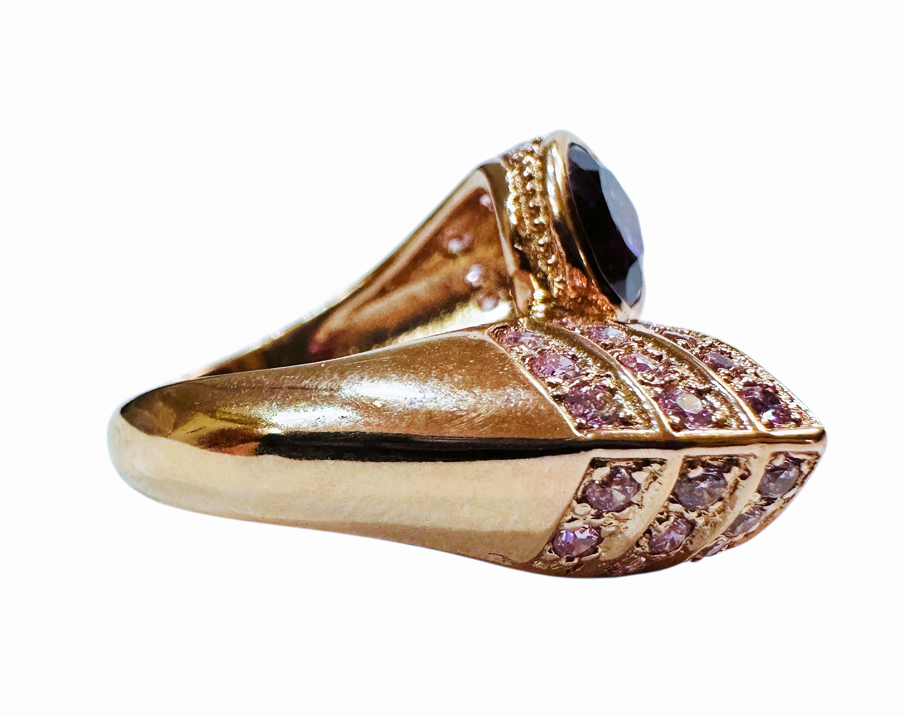 New 5.9 Carat Two Stone Amethyst & Diamond Cut Sapphire R Gold P Sterling Ring In New Condition In Eagan, MN