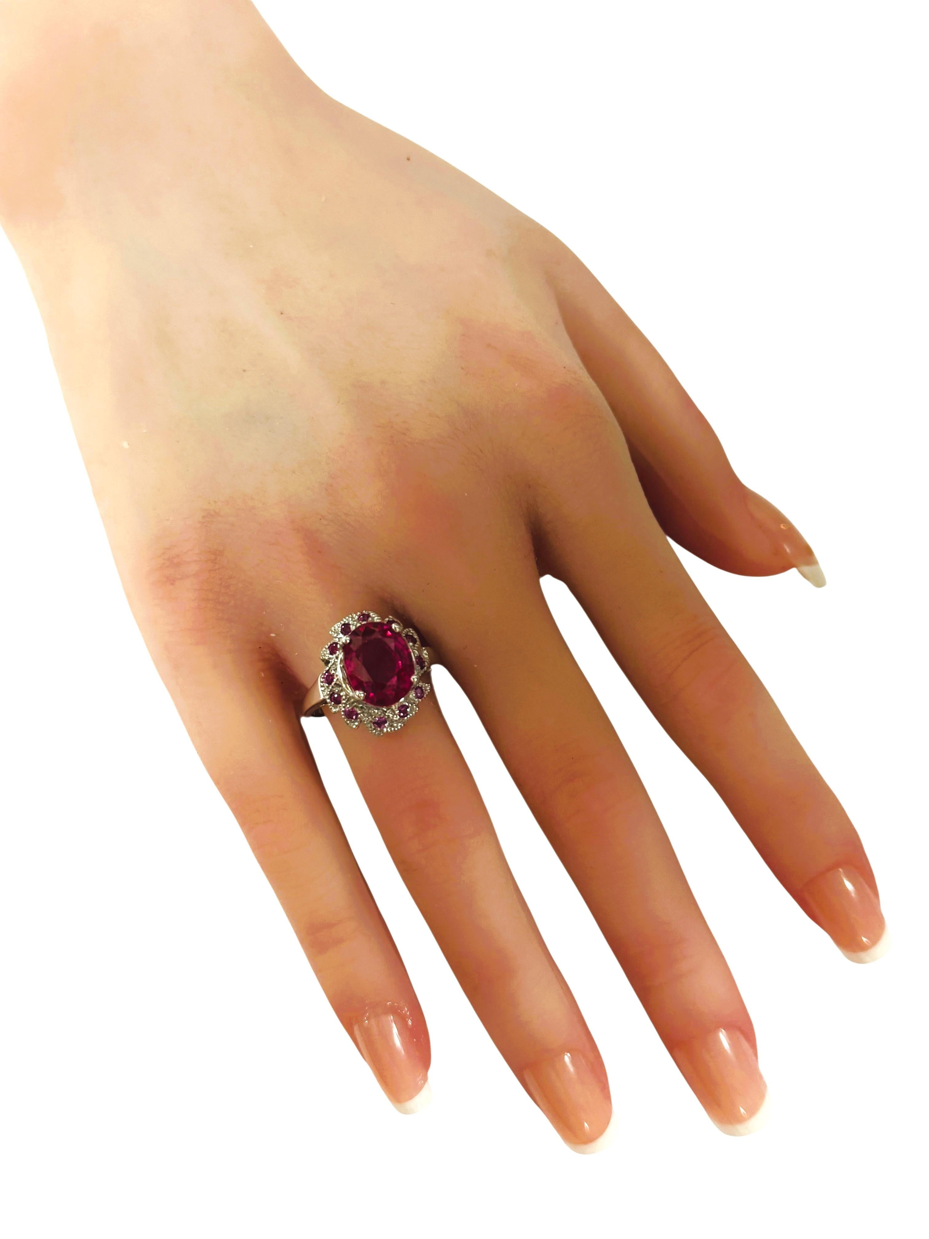Neu 5,90 Karat Rosa Padparadscha & Diamantschliff Saphir Sterling Ring im Zustand „Neu“ in Eagan, MN