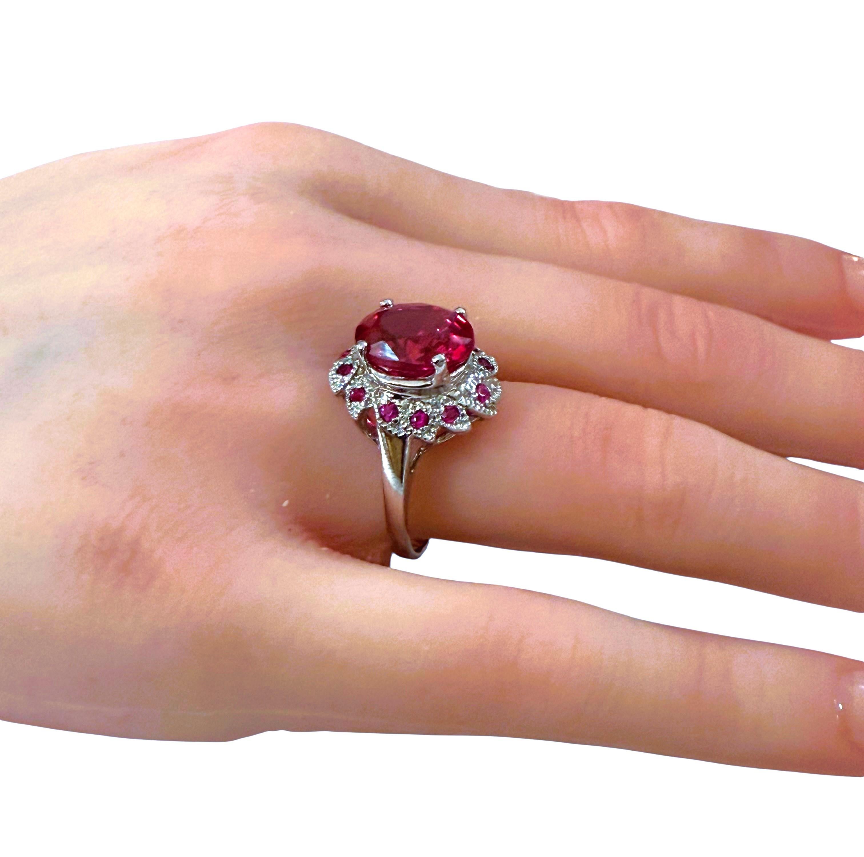 Neu 5,90 Karat Rosa Padparadscha & Diamantschliff Saphir Sterling Ring Damen