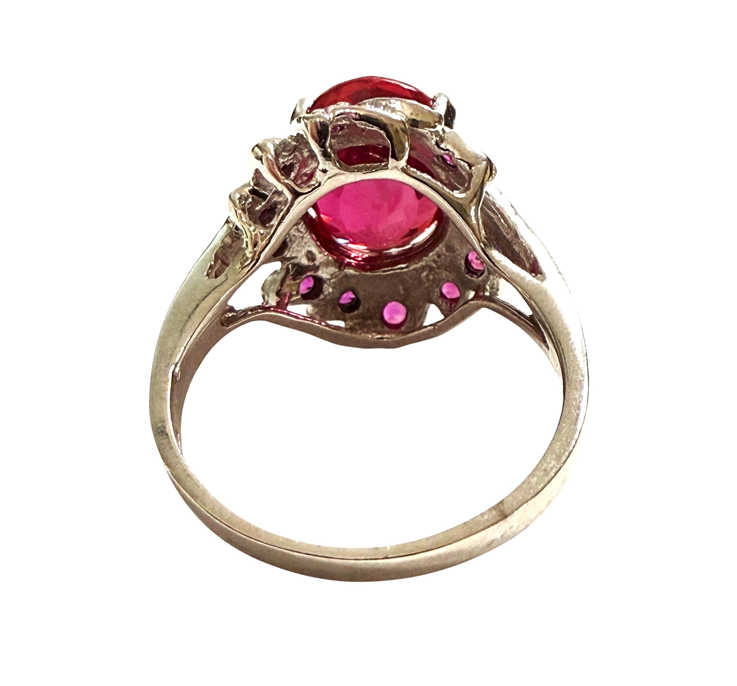 Neu 5,90 Karat Rosa Padparadscha & Diamantschliff Saphir Sterling Ring 2