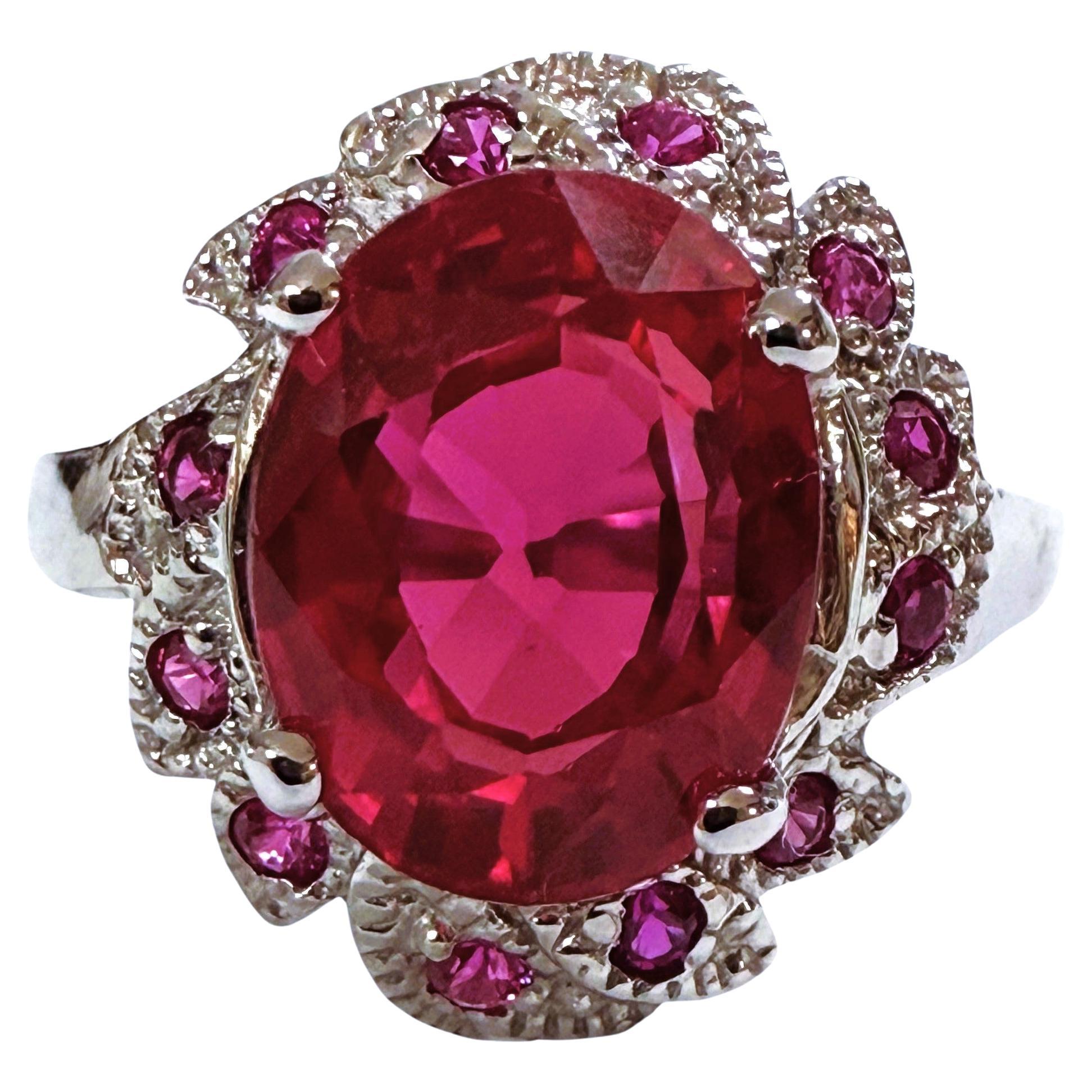Neu 5,90 Karat Rosa Padparadscha & Diamantschliff Saphir Sterling Ring