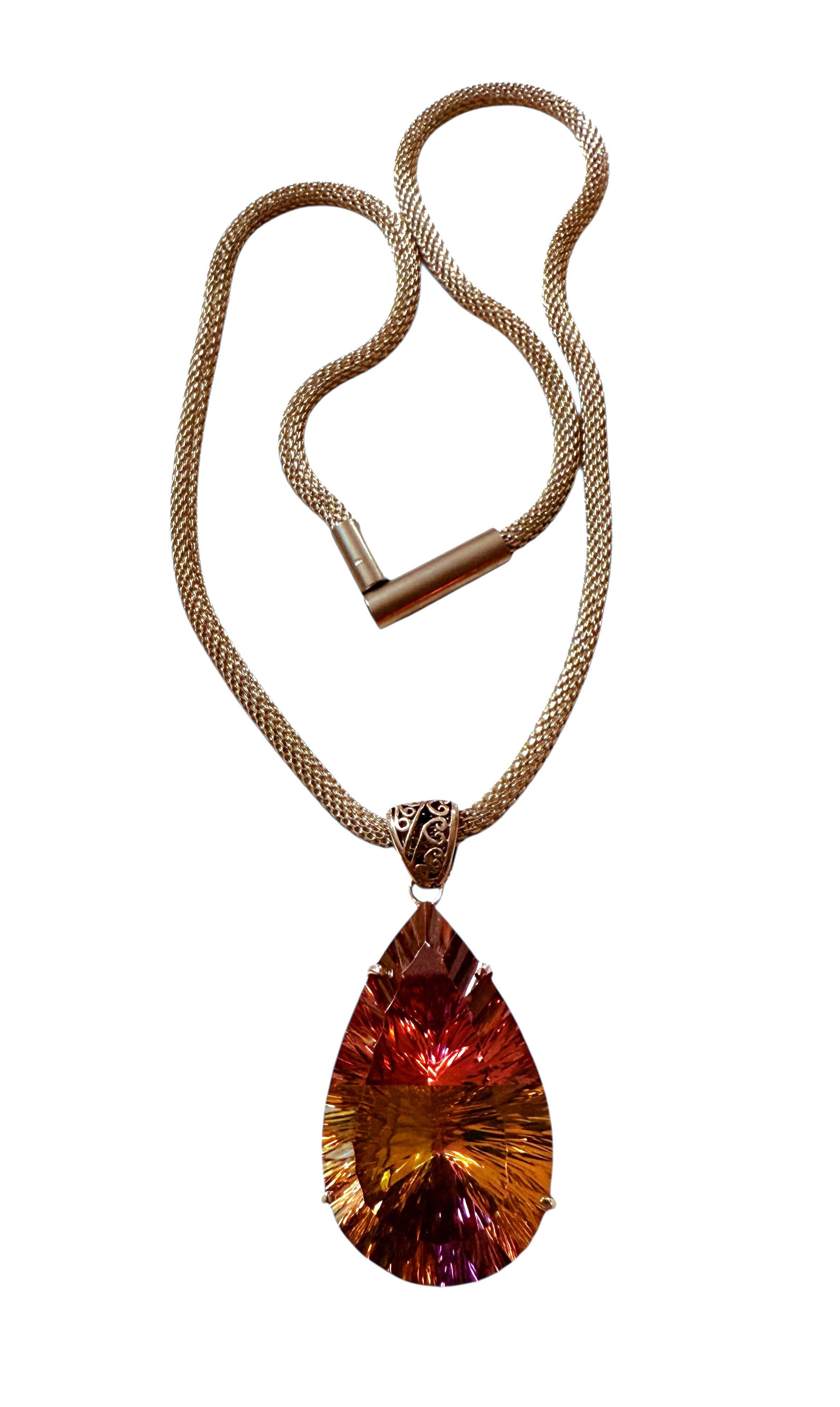 New 59.8 Carat Fantasy Honeycomb Cut Multi-Color Tourmaline Sterling Necklace For Sale 4