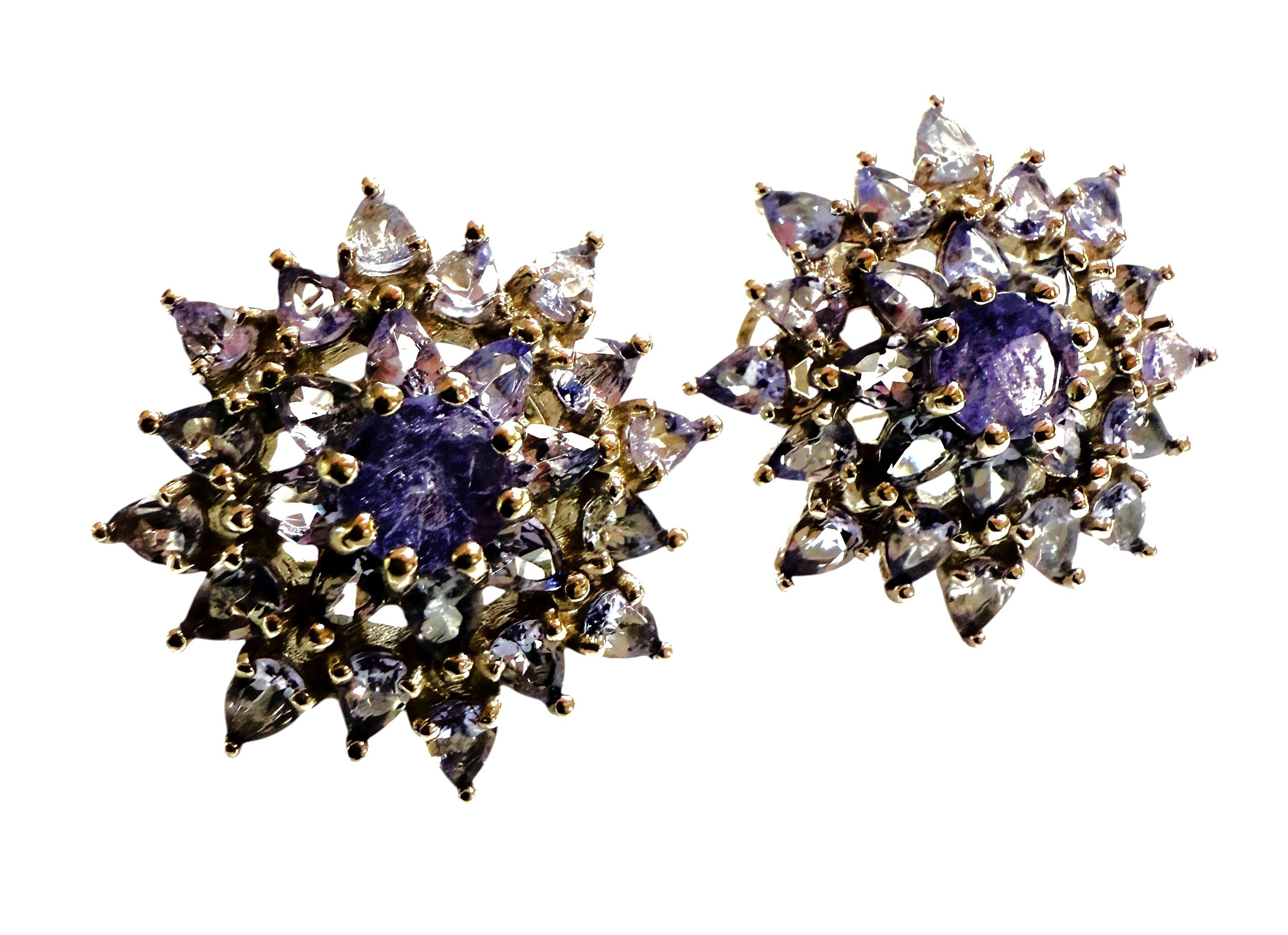 Neue 6 Karat Tansanit Sonnenschliff Omega Sterling Silber Ohrringe Damen im Angebot