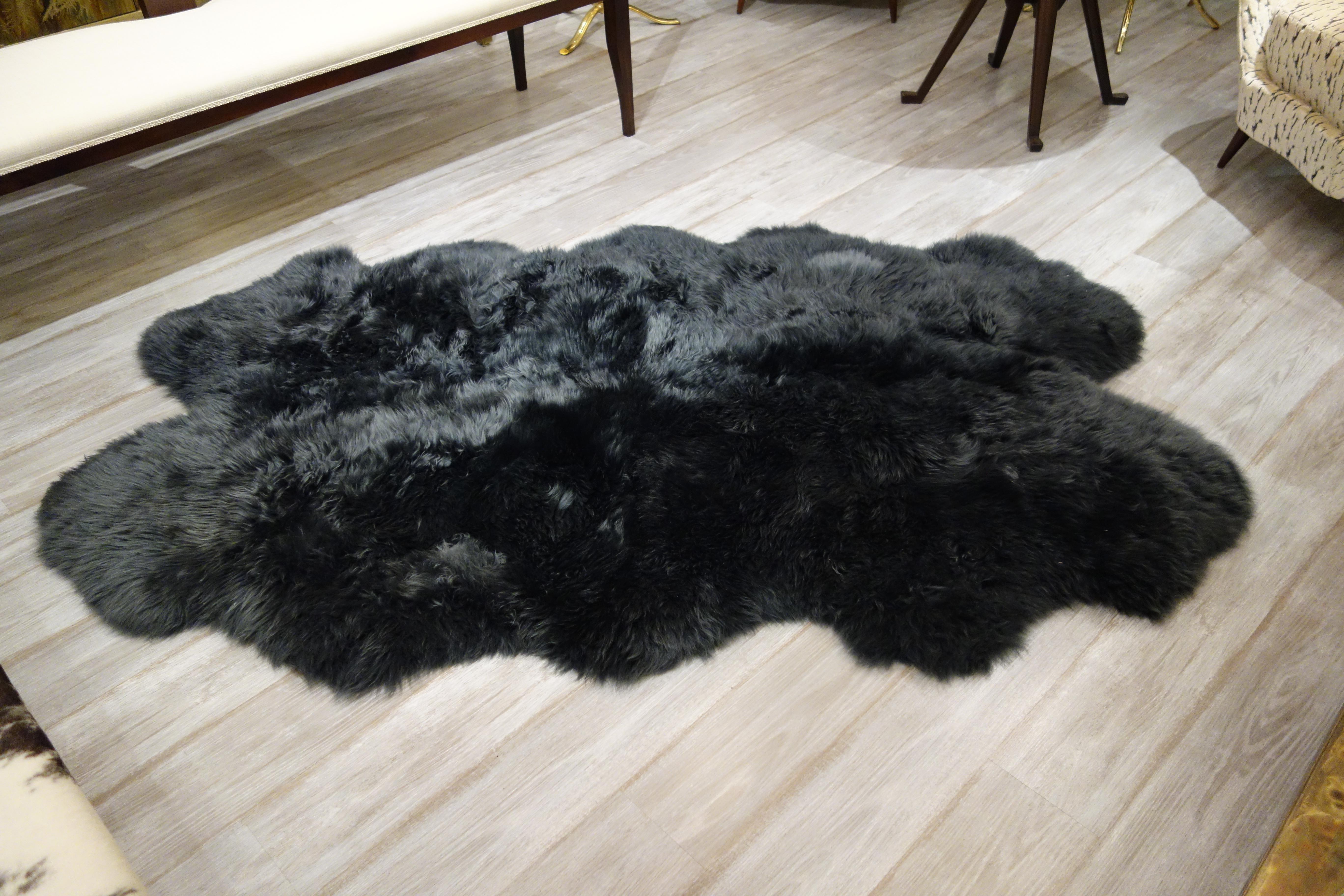 gray sheepskin rug