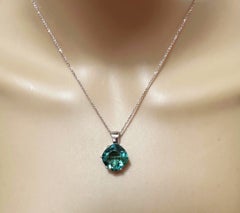 New 6.0 ct Green Paraiba Tourmaline Sterling Pendant Necklace