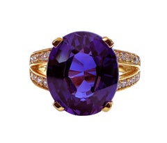 Neuer Ring aus Roségold und PL-Sterlingsilber mit einem 6,05-Karat-Amethyst und einem diamantgeschliffenen Saphir
