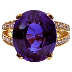 Neuer Ring aus Roségold und PL-Sterlingsilber mit einem 6,05-Karat-Amethyst und einem diamantgeschliffenen Saphir