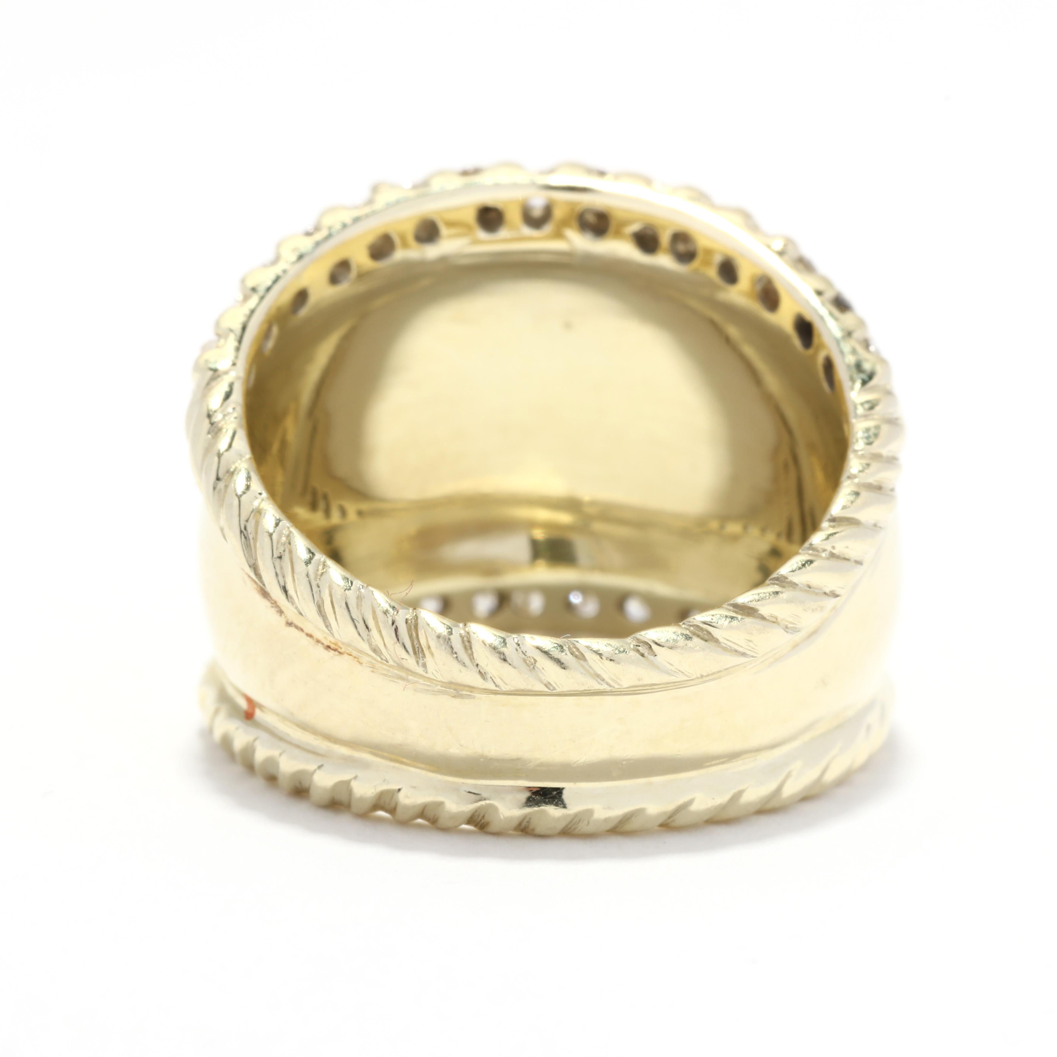 Round Cut New .60ctw Natural Diamond Tapered Signet Band, 14K Yellow Gold For Sale