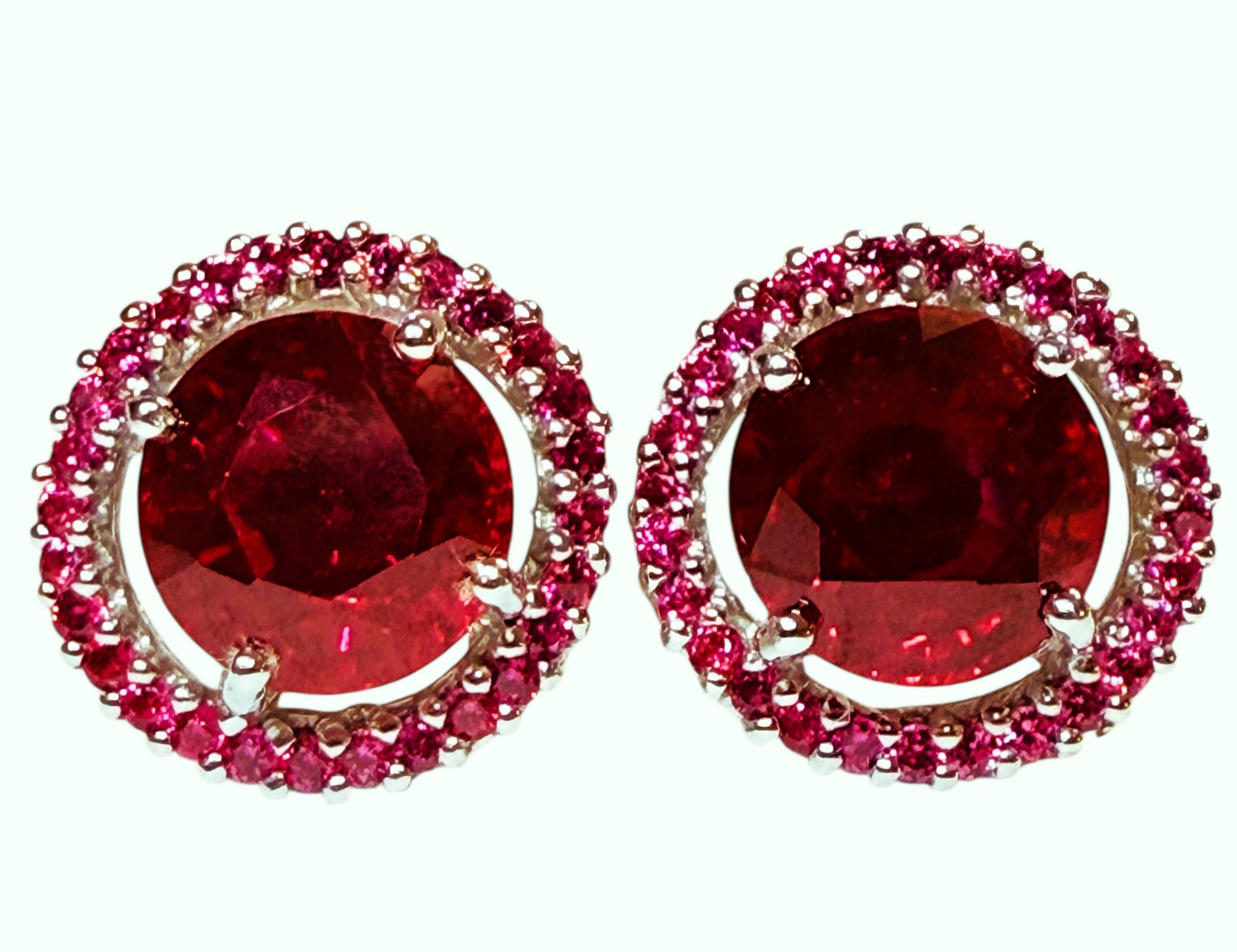 Neu 6,2 Karat roter Saphir & Saphir mit Diamantschliff Sterling-Ohrringe 1