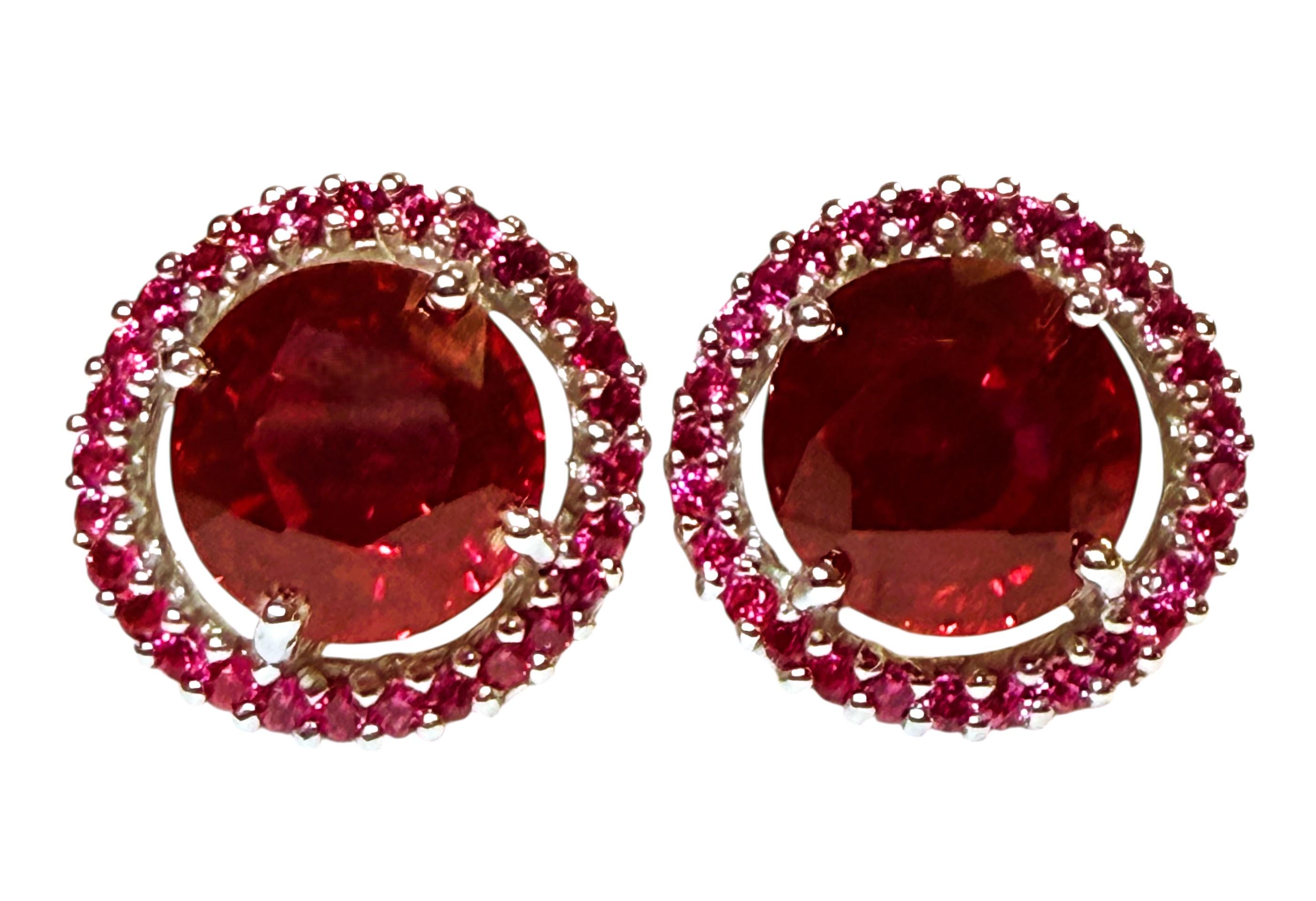 Neu 6,2 Karat roter Saphir & Saphir mit Diamantschliff Sterling-Ohrringe 2