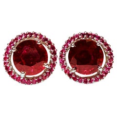 New 6.2 Carat Red Sapphire & Diamond Cut Sapphire Sterling Earrings