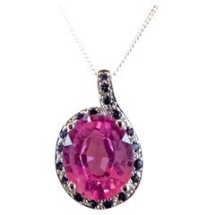 Nuevo collar colgante de zafiro rosa de 6,20 quilates y zafiro talla diamante de ley