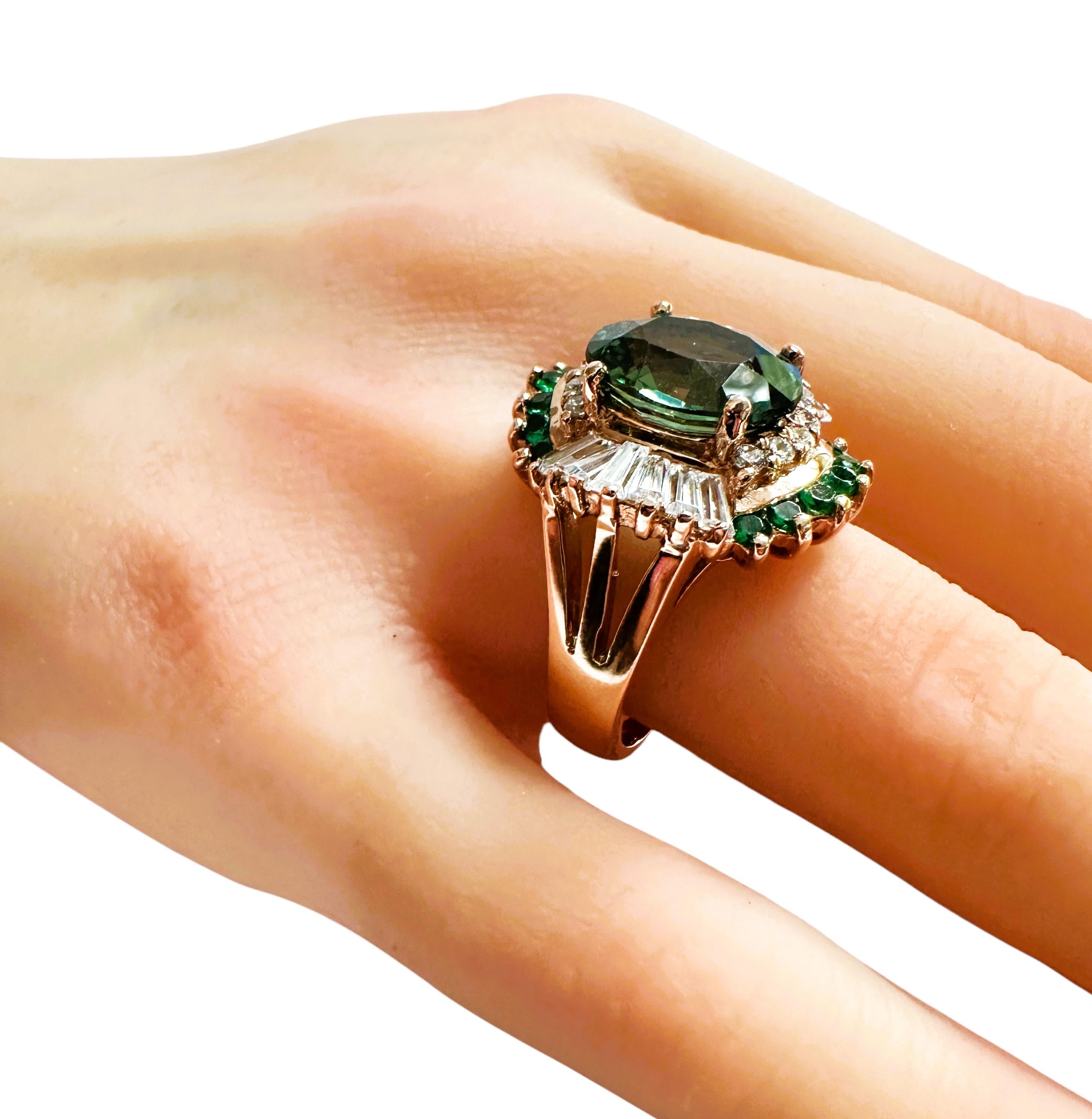 Nuovo  6,25 carati di zaffiro verde e zaffiro taglio diamante RGold PL Sterling Ring In condizioni Nuovo in vendita a Eagan, MN