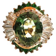 Nuevo  Zafiro verde de 6,25 quilates y zafiro talla diamante RGold PL Anillo de Plata de Ley