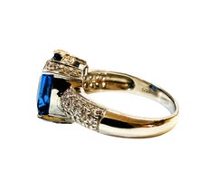 New 6.25 Carat London Blue Topaz & Diamond Cut Sapphire Sterling Ring