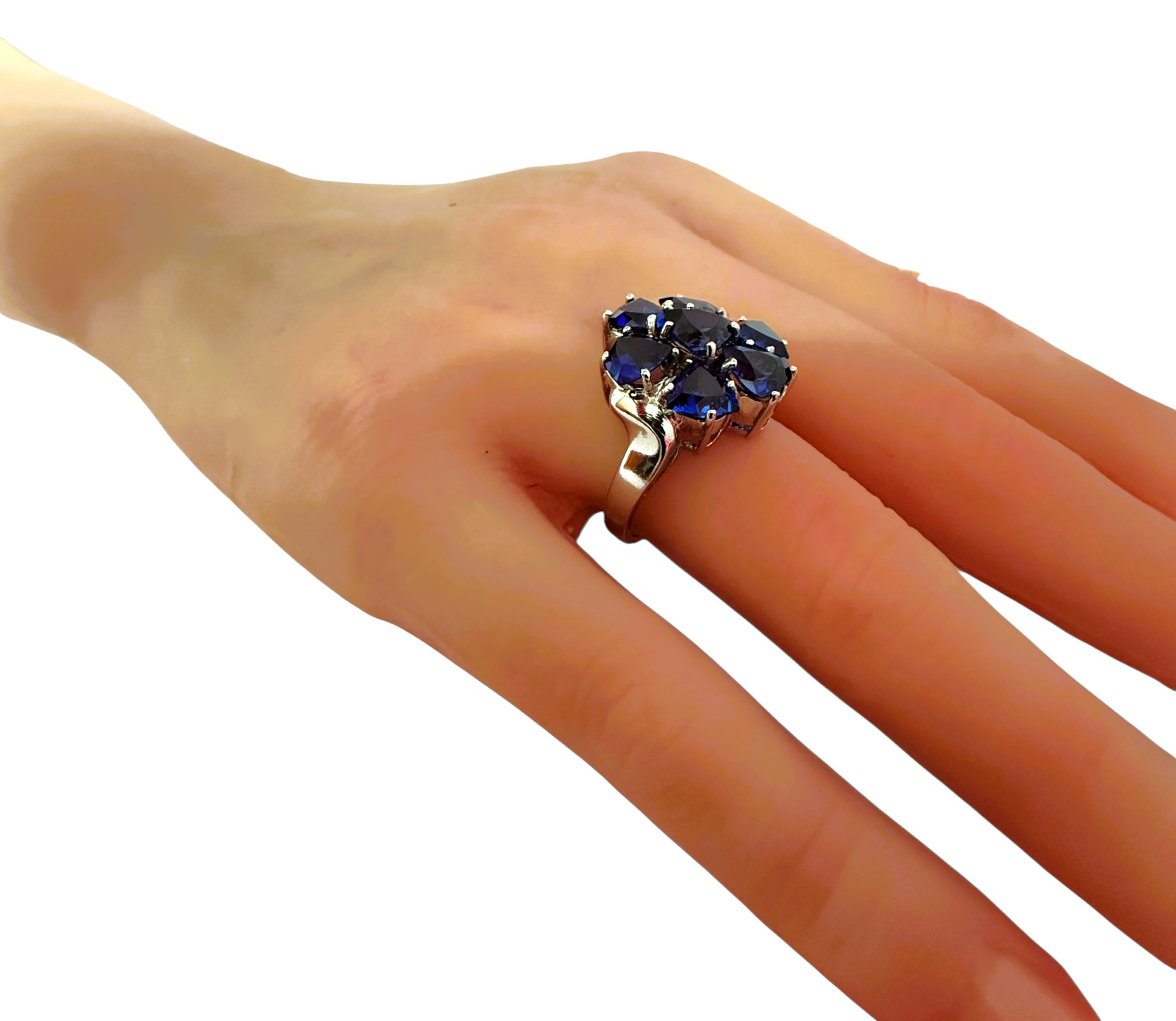 Neu 6,25 Karat Trillion Cut Floral Blue Sapphire Silber Ring Größe 6,25 im Angebot 2