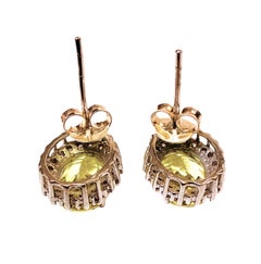 New 6.30 Carat Yellow Sapphire 24k White Gold PL Sterling Silver Earrings