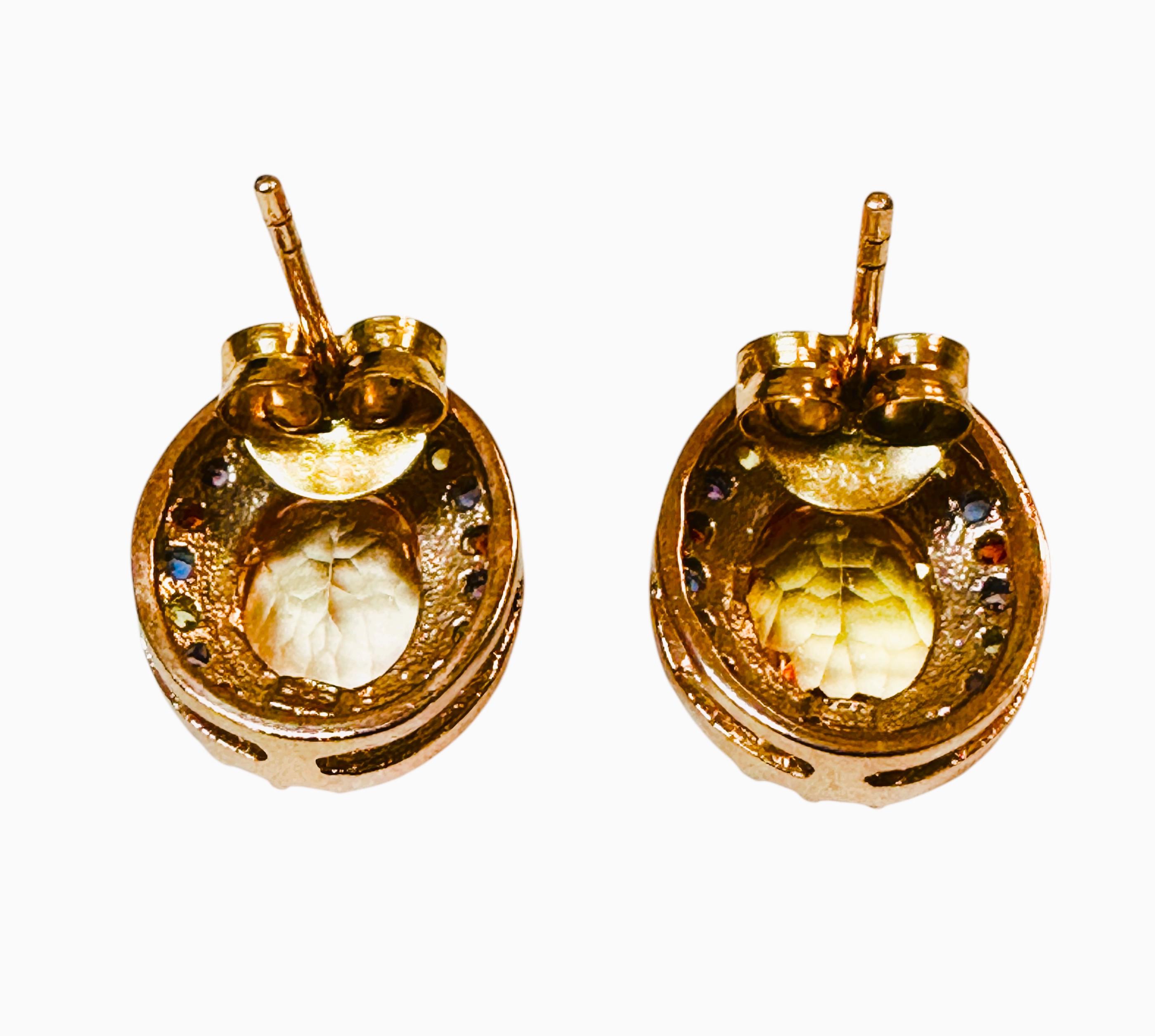 New 6.30 ct Peach Sapphire & Multi Stone Rose Gold Plated Sterling Earrings In New Condition In Eagan, MN