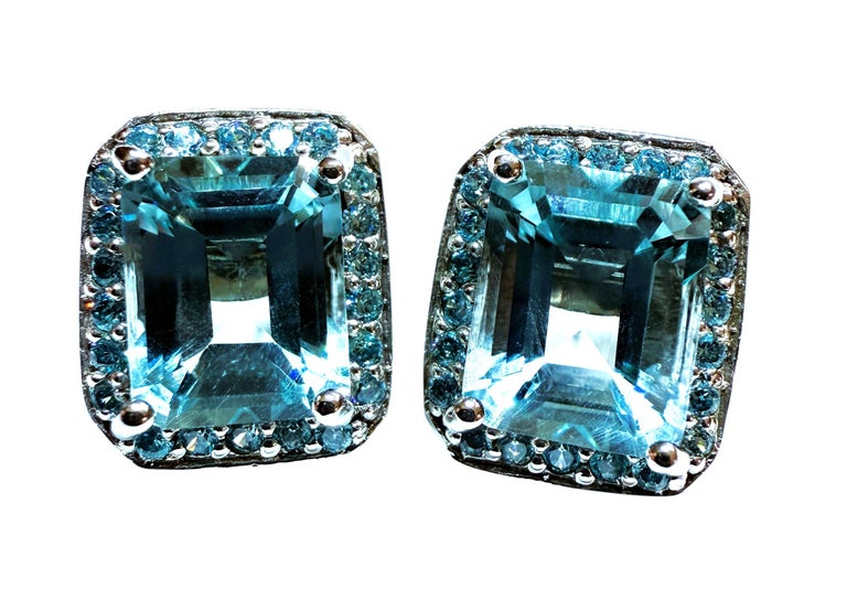 New Carat Emerald Cut Aquamarine and Diamond Cut Sapphire