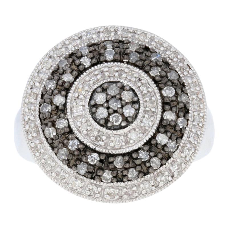 For Sale:  New .63ctw Round Cut Diamond Ring, Sterling Silver Cluster Halo