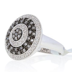 New .63ctw Round Cut Diamond Ring, Sterling Silver Cluster Halo