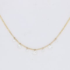 .65 Carat Round Brilliant Diamond Necklace, 14k Yellow Gold Adjustable Length
