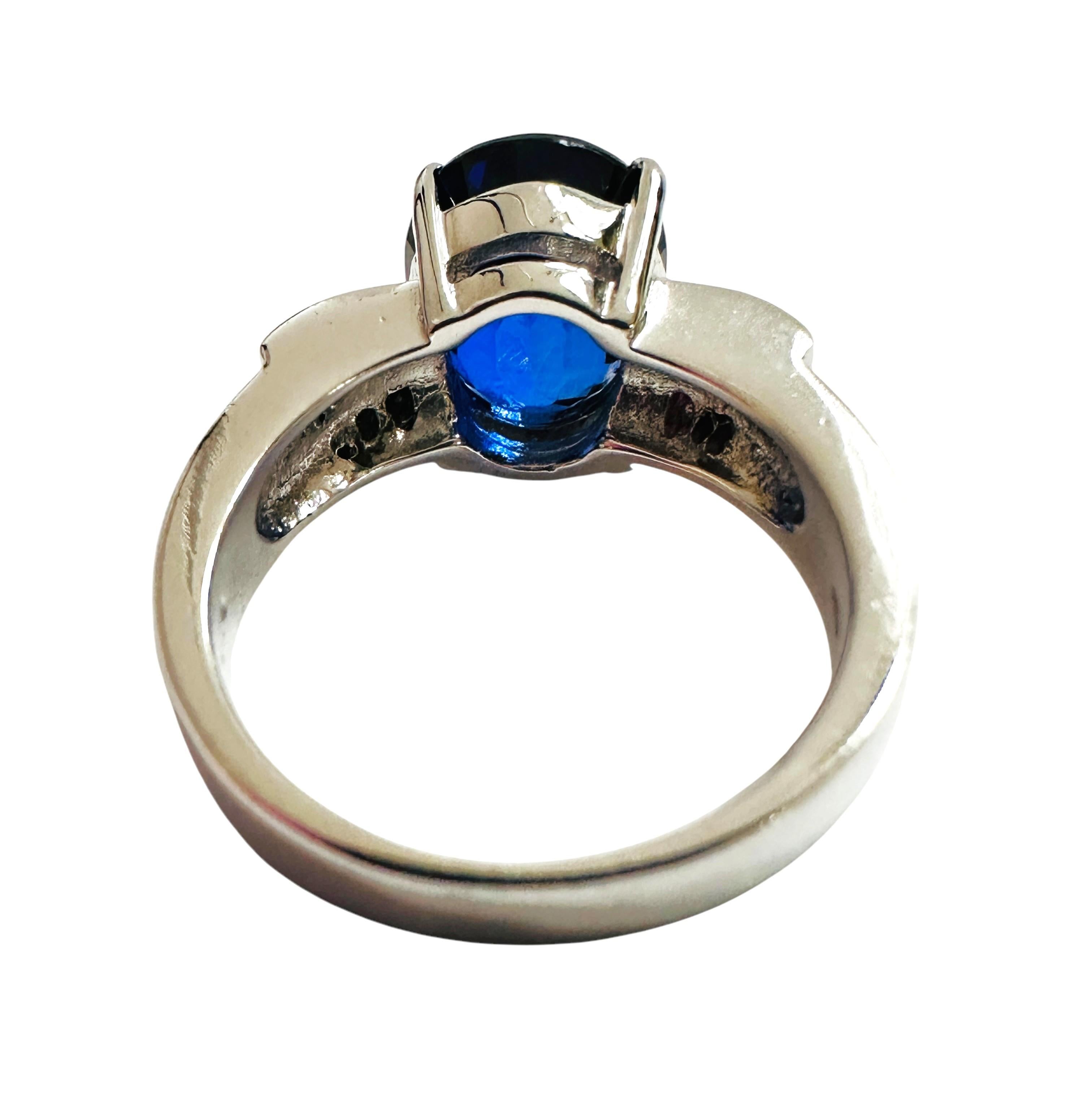 Oval Cut New 6.75 Carat Blue Sapphire & Diamond Cut Sapphire Sterling Silver Ring Sz 7.75