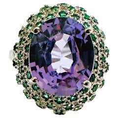 Nuevo Anillo de Esterlina de 6,75 Zafiros Verdes de Color Cambiante y Corte Diamante