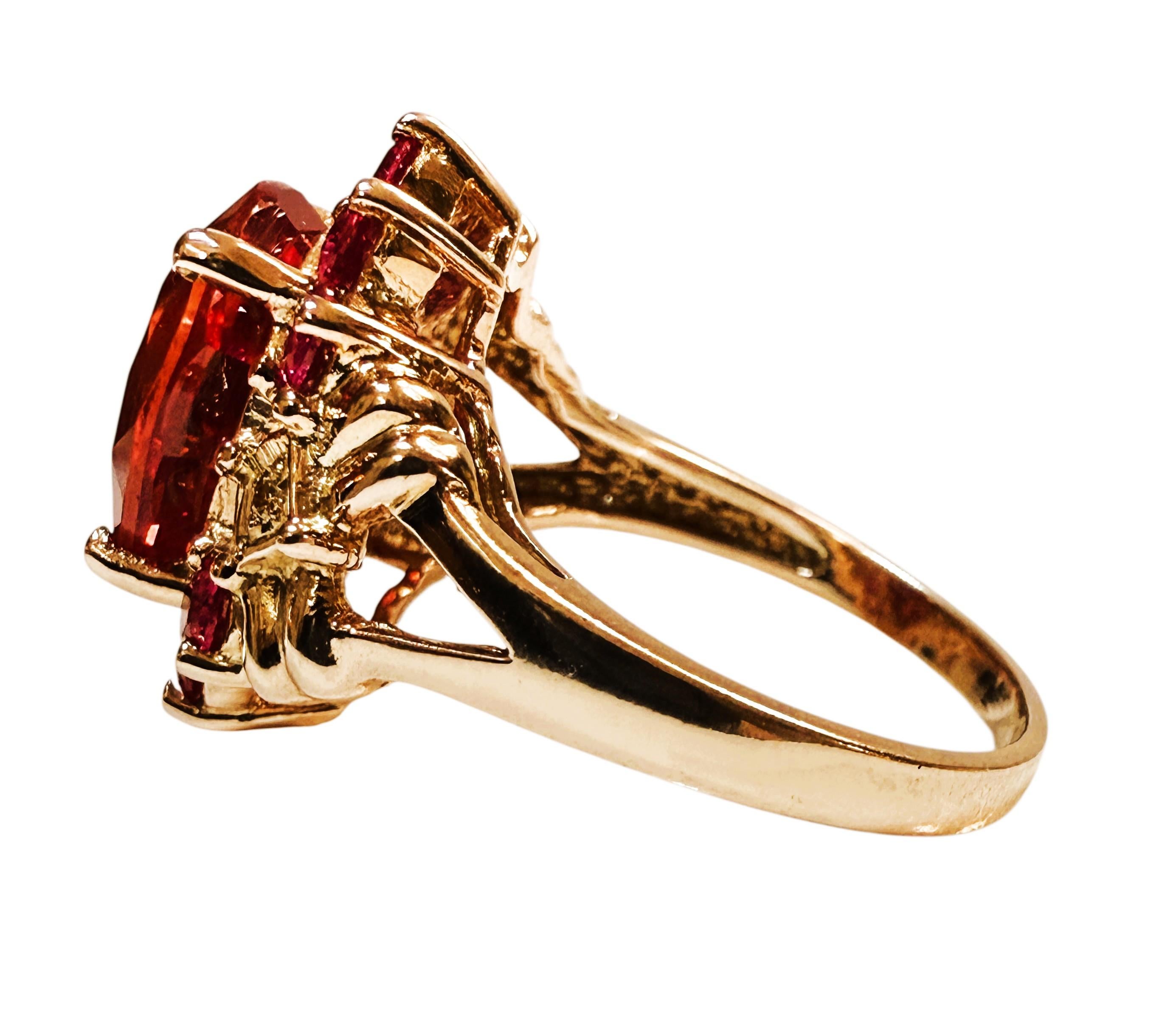 Neu 6,80 Karat Roter Saphir & Diamantschliff Rosa Saphir R Gold PL Sterling Ring (Art déco) im Angebot