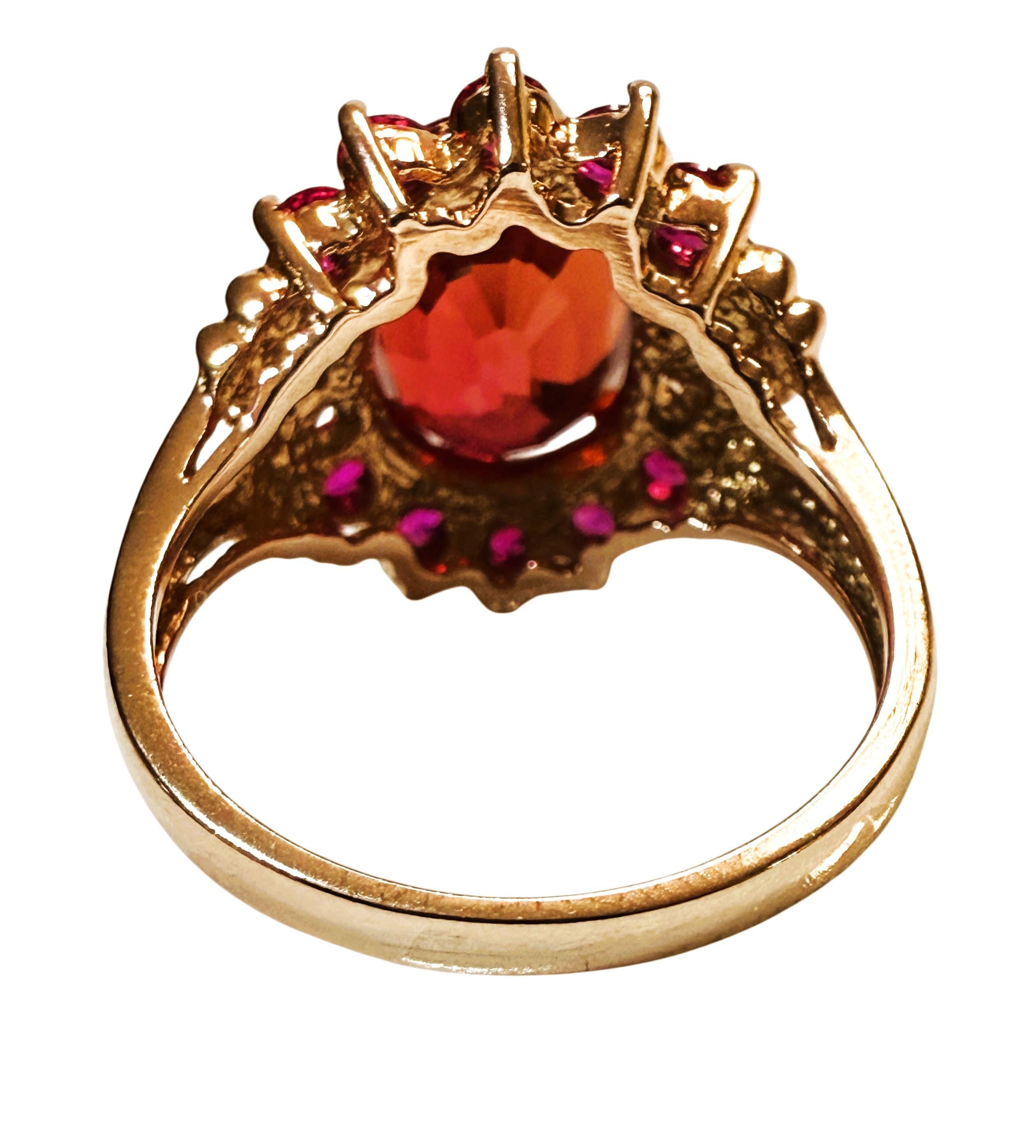 Neu 6,80 Karat Roter Saphir & Diamantschliff Rosa Saphir R Gold PL Sterling Ring (Ovalschliff) im Angebot