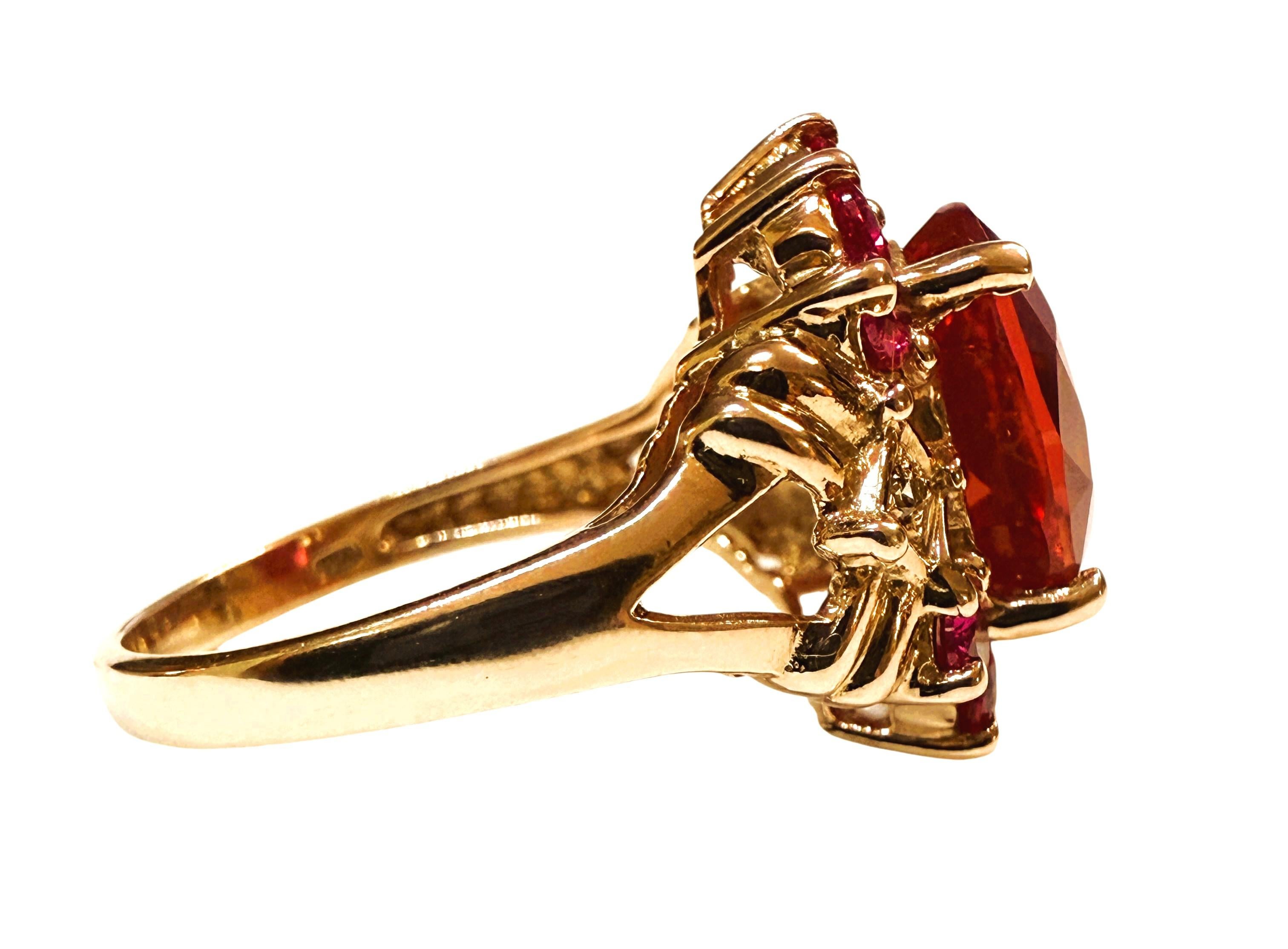 Neu 6,80 Karat Roter Saphir & Diamantschliff Rosa Saphir R Gold PL Sterling Ring im Angebot 3