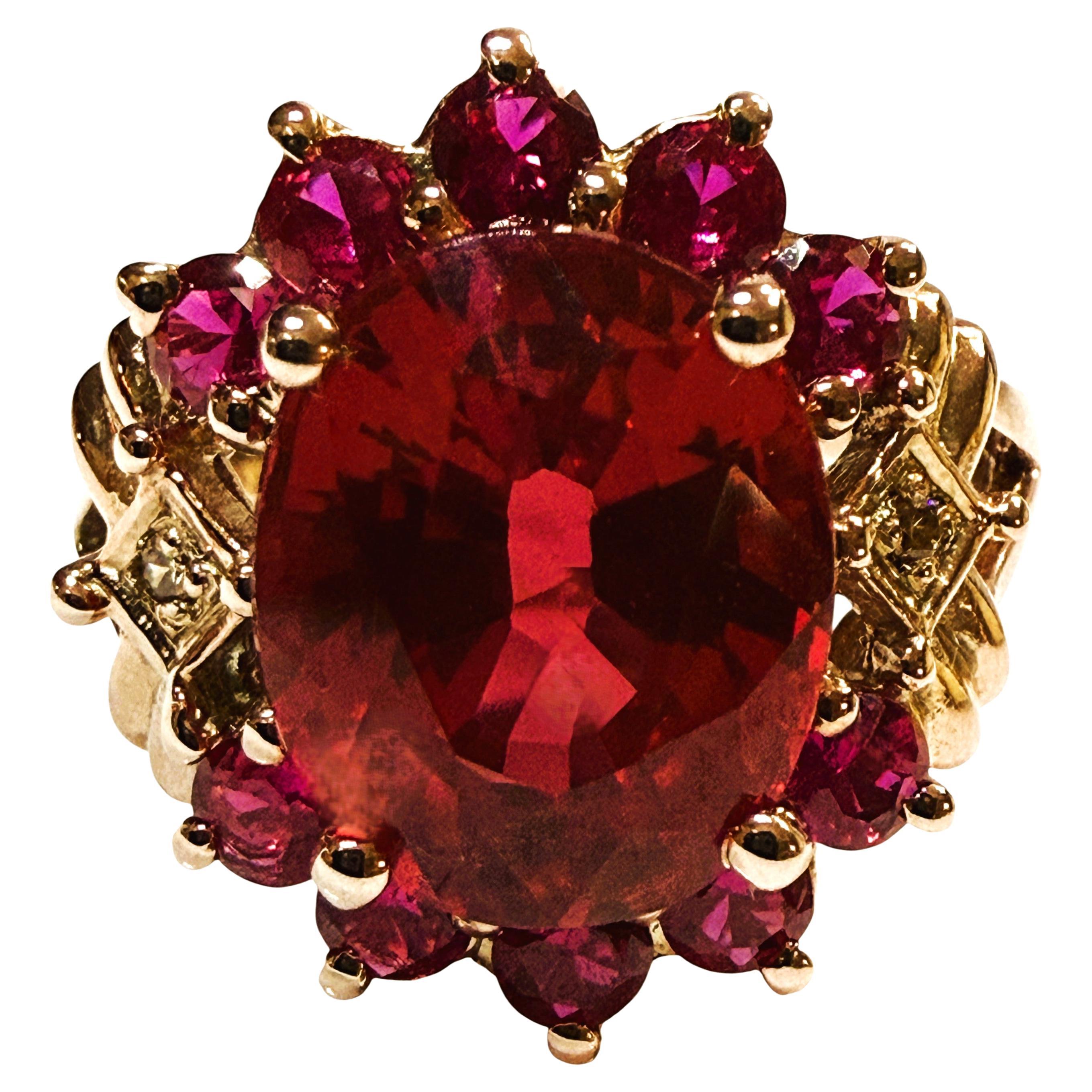 New 6,80 Carat Red Sapphire & Diamond Cut Pink Sapphire R Gold PL Sterling Ring