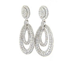 New 6.85ctw Diamond Double Open Dangle Earrings in 14K White Gold