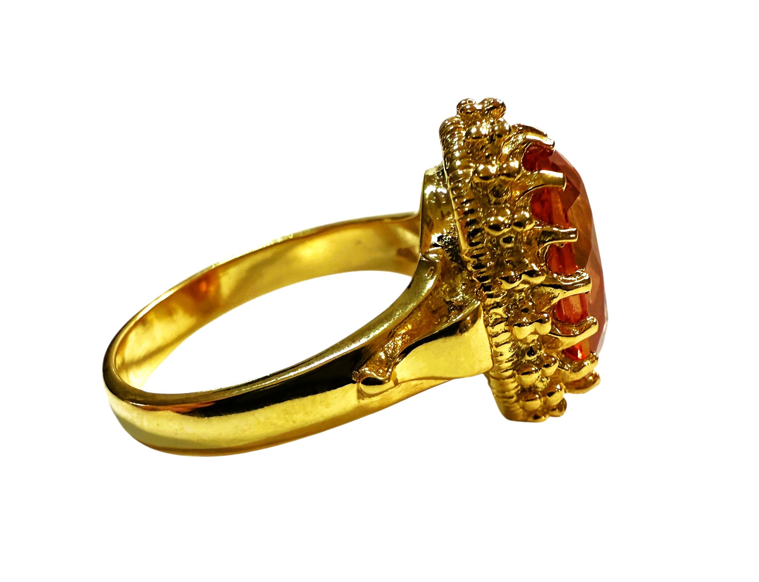 New 6.9 Carat Sunset Sapphire & Diamond Cut Crown Design Y Gold PL Sterling Ring Neuf - En vente à Eagan, MN