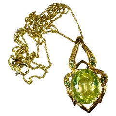 New 6.90 Ct Lime Green Peridot Yellow Gold Plated Sterling Necklace