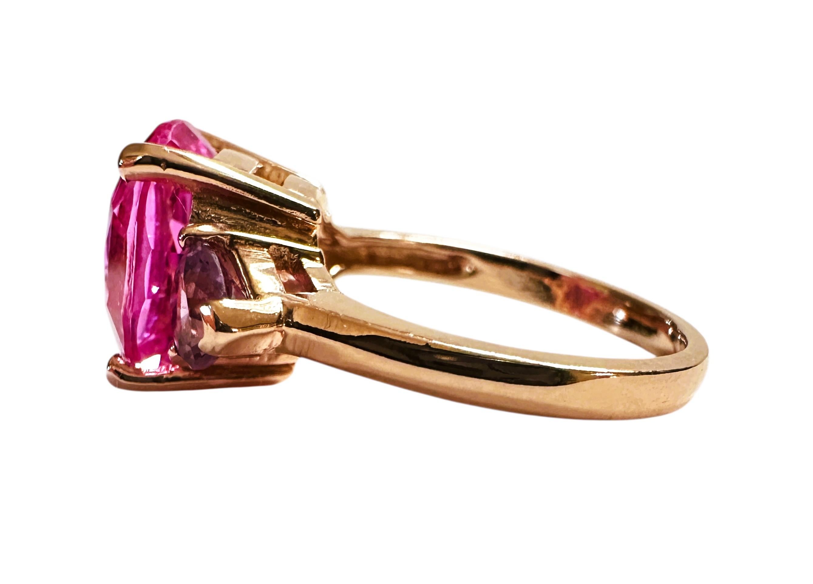 Art Deco New 6.95 Carat Pink Sapphire & Purple Alexandrite R Gold PL Sterling Ring