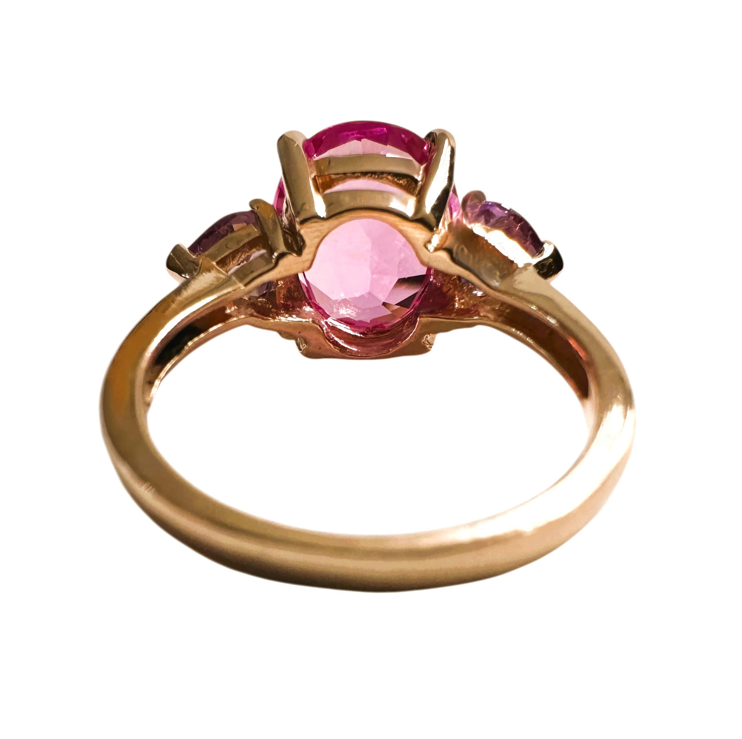 Oval Cut New 6.95 Carat Pink Sapphire & Purple Alexandrite R Gold PL Sterling Ring