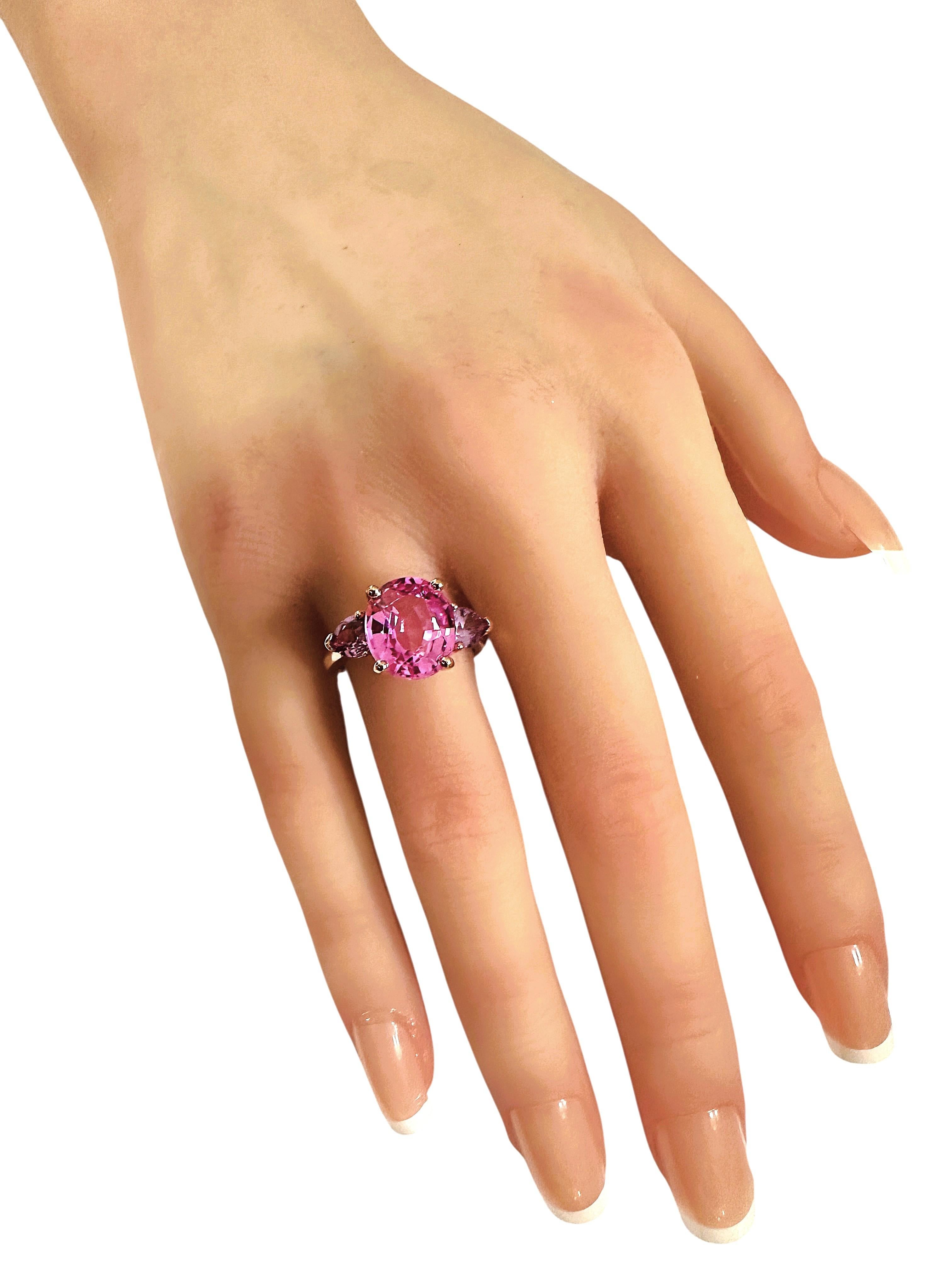 Women's New 6.95 Carat Pink Sapphire & Purple Alexandrite R Gold PL Sterling Ring