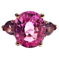 New 6.95 Carat Pink Sapphire & Purple Alexandrite R Gold PL Sterling Ring
