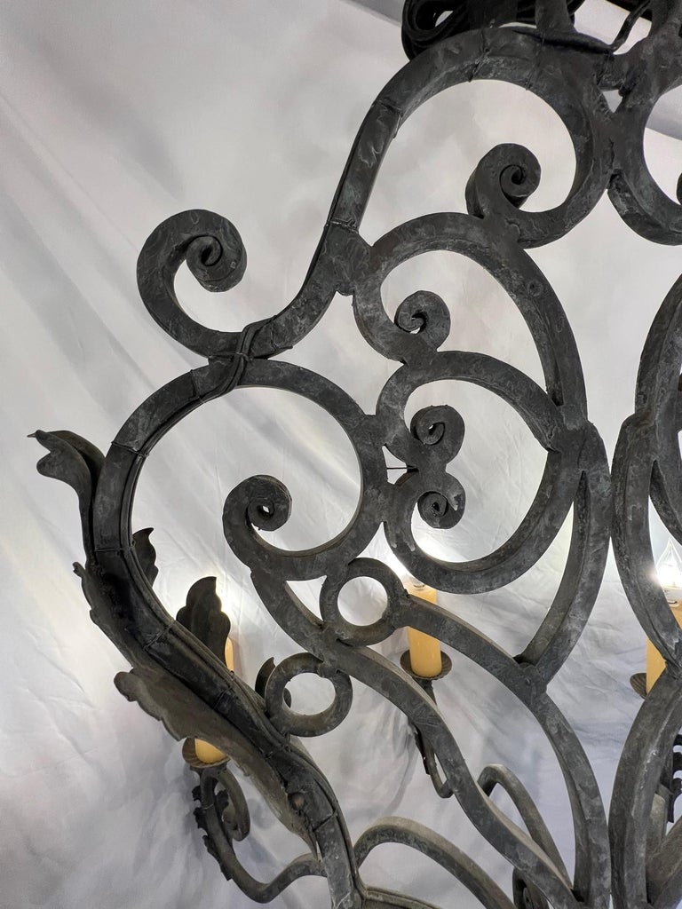 New 7Arm Wrought Iron Chandelier with Wax Candles, Acanthus Leaves