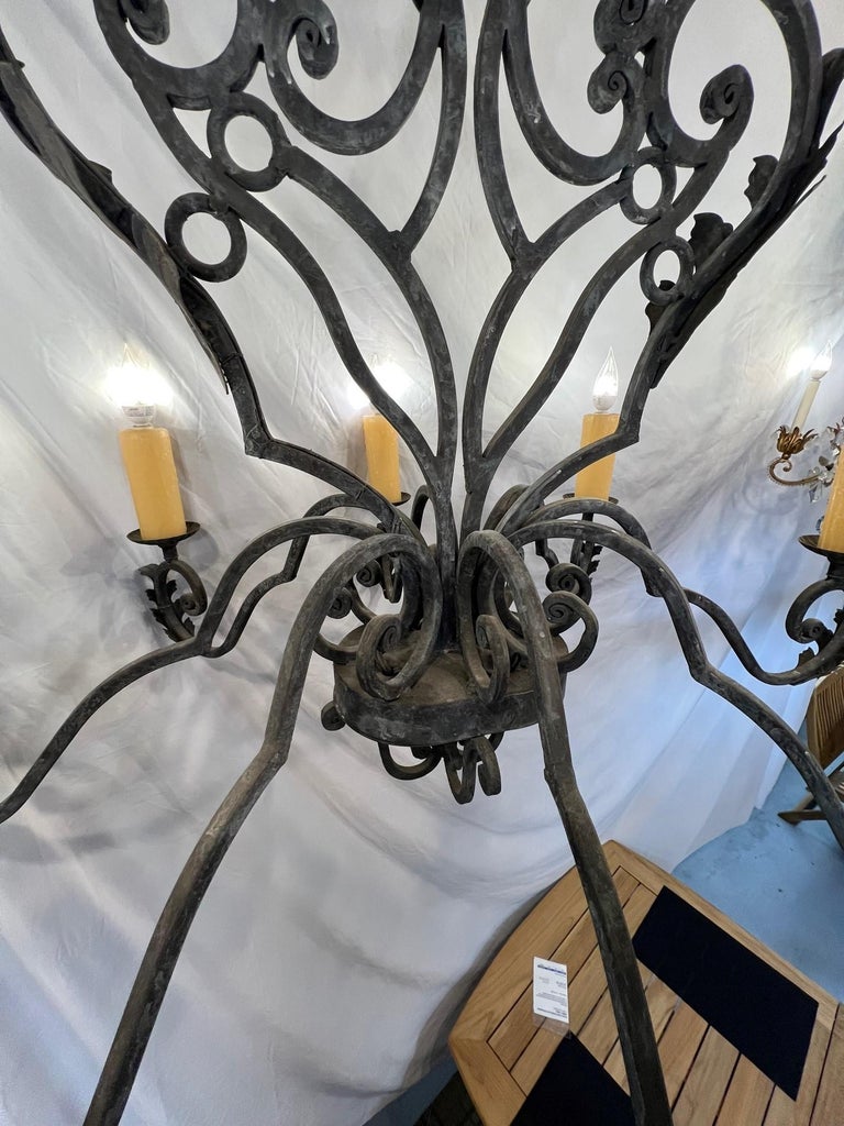New 7Arm Wrought Iron Chandelier with Wax Candles, Acanthus Leaves