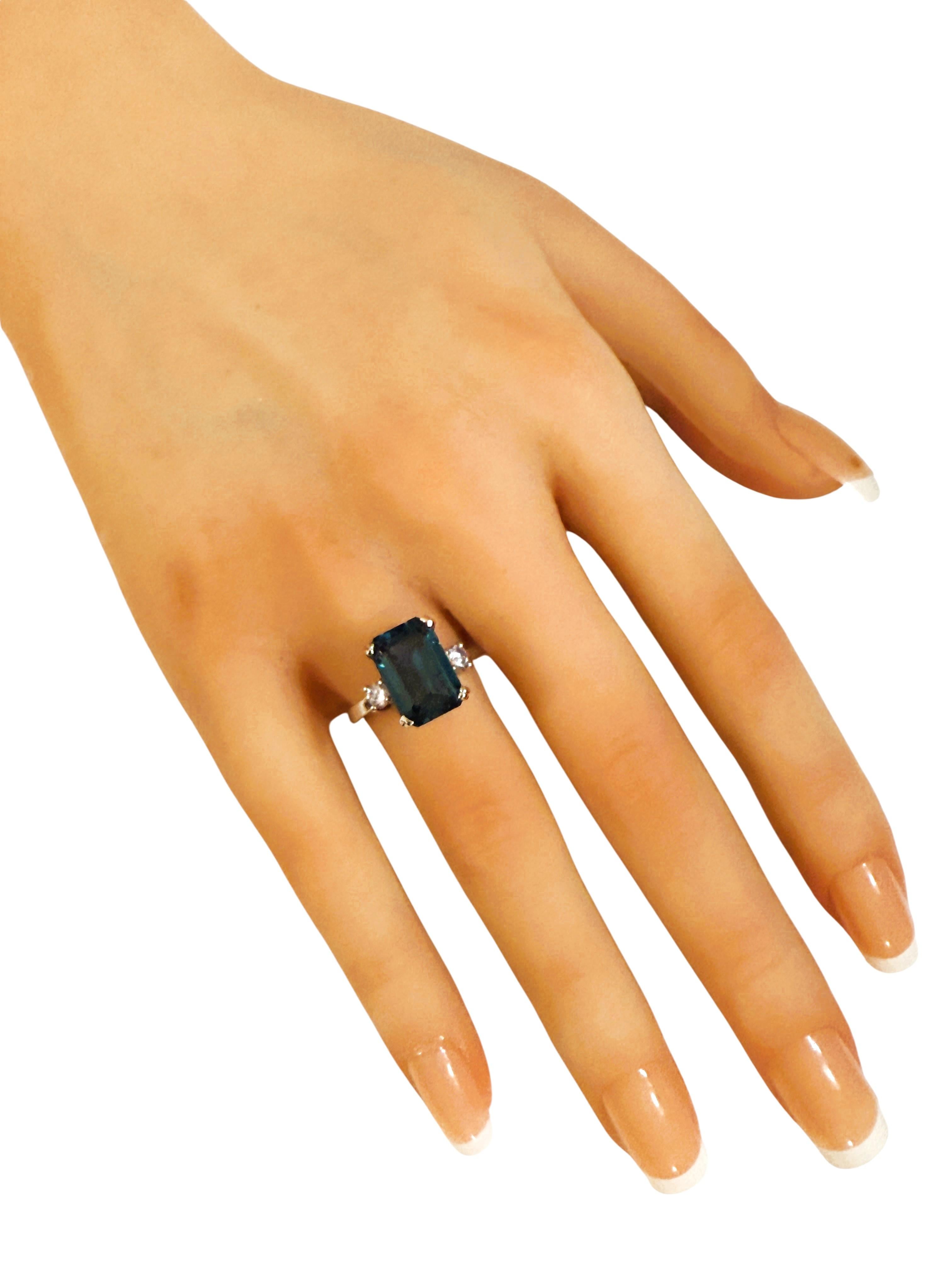 Neu 7 Karat Londoner Blautopas & Diamantschliff Saphir Sterling Silber Ring Damen im Angebot